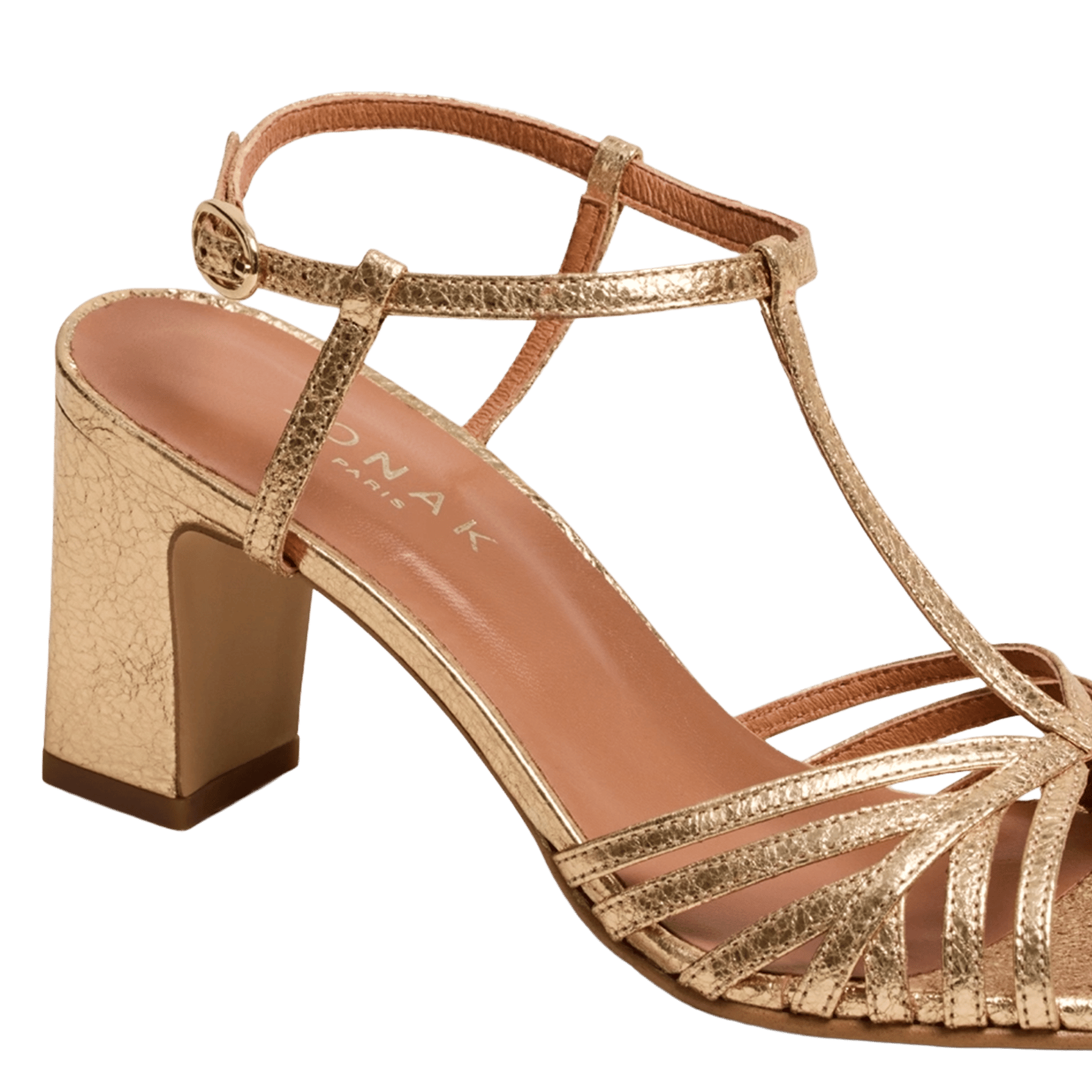 Sandales à talon en cuir métallisé volia JONAK Doré
