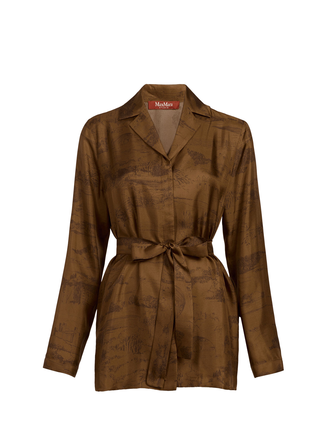 Chemise droite ceinturée à motif MAX MARA STUDIO Marron