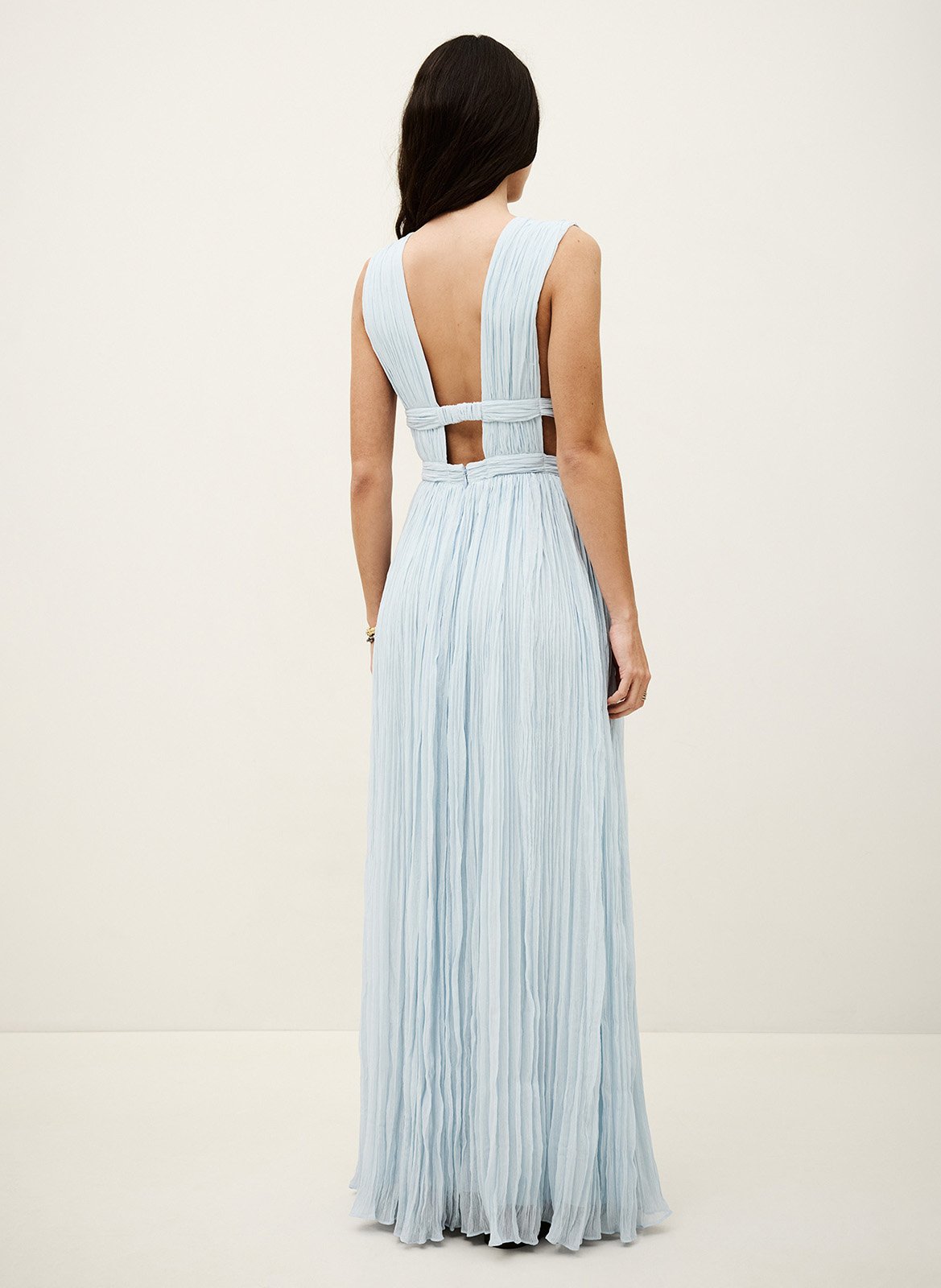 Robe longue plissée unie sans manches tania BA&SH Bleu