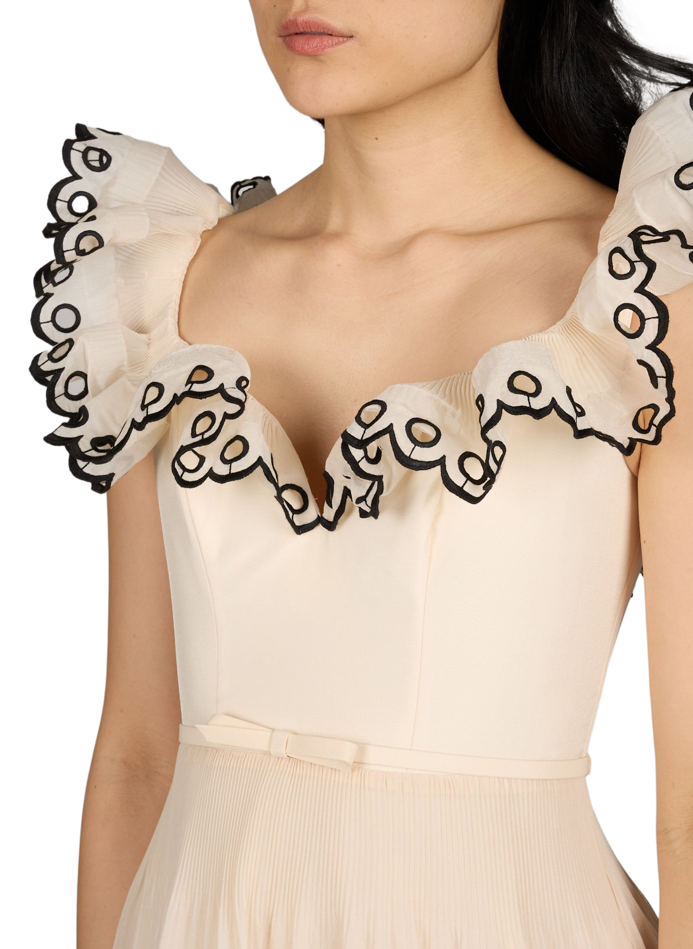 Mini dress with ruffles and embroidery ZIMMERMANN White