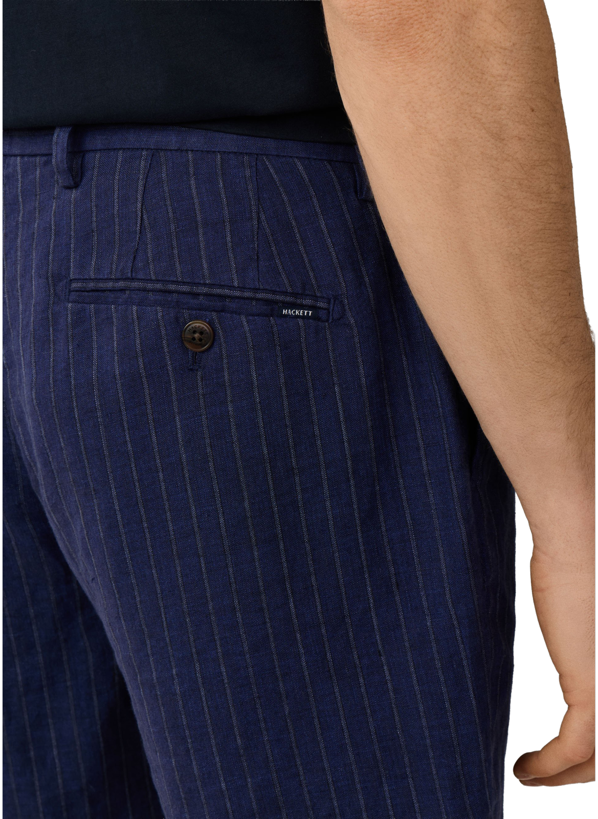 Short droit rayé en lin HACKETT Bleu
