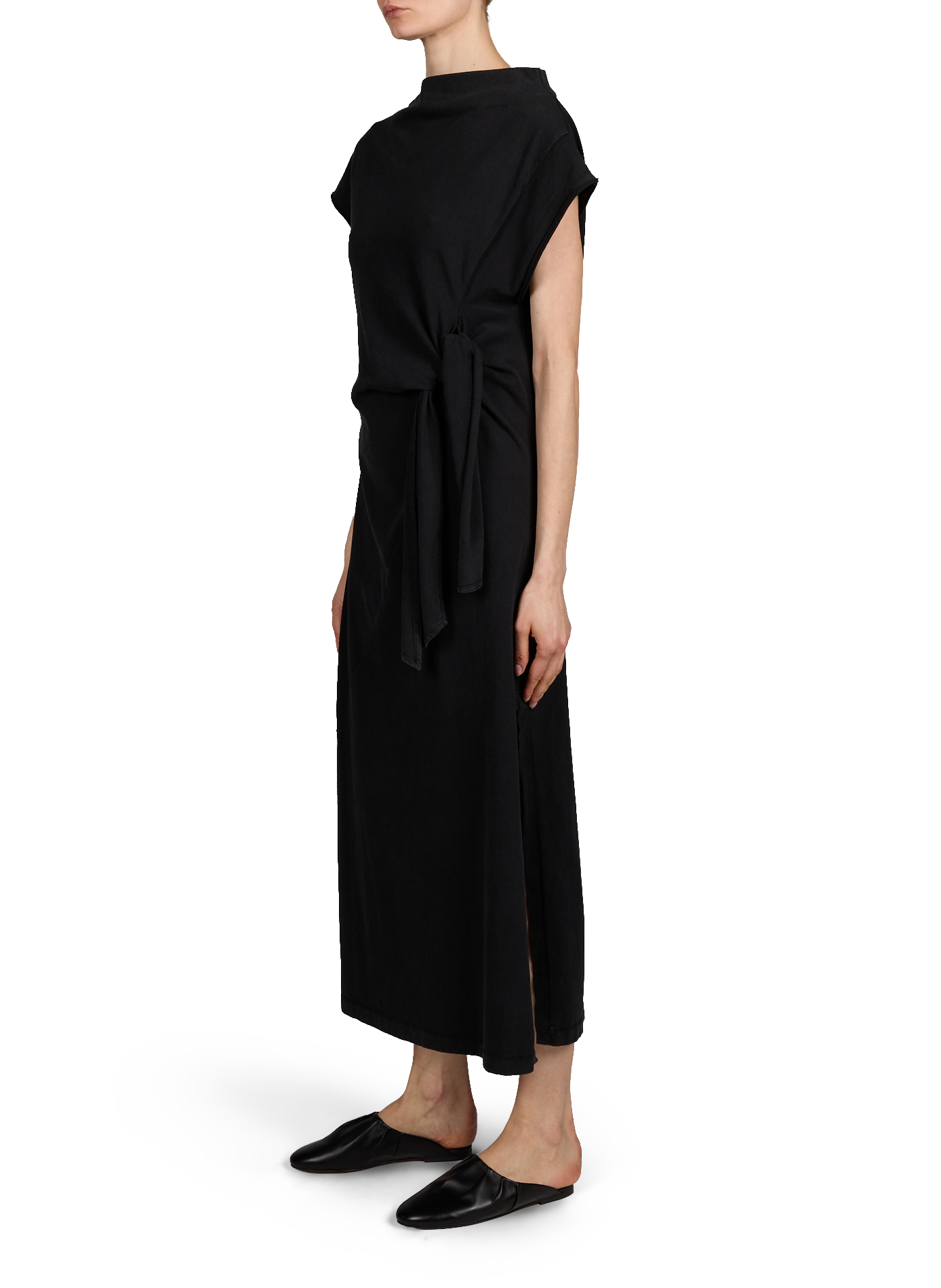 Sleeveless long dress Mauritius in cotton TELA Black