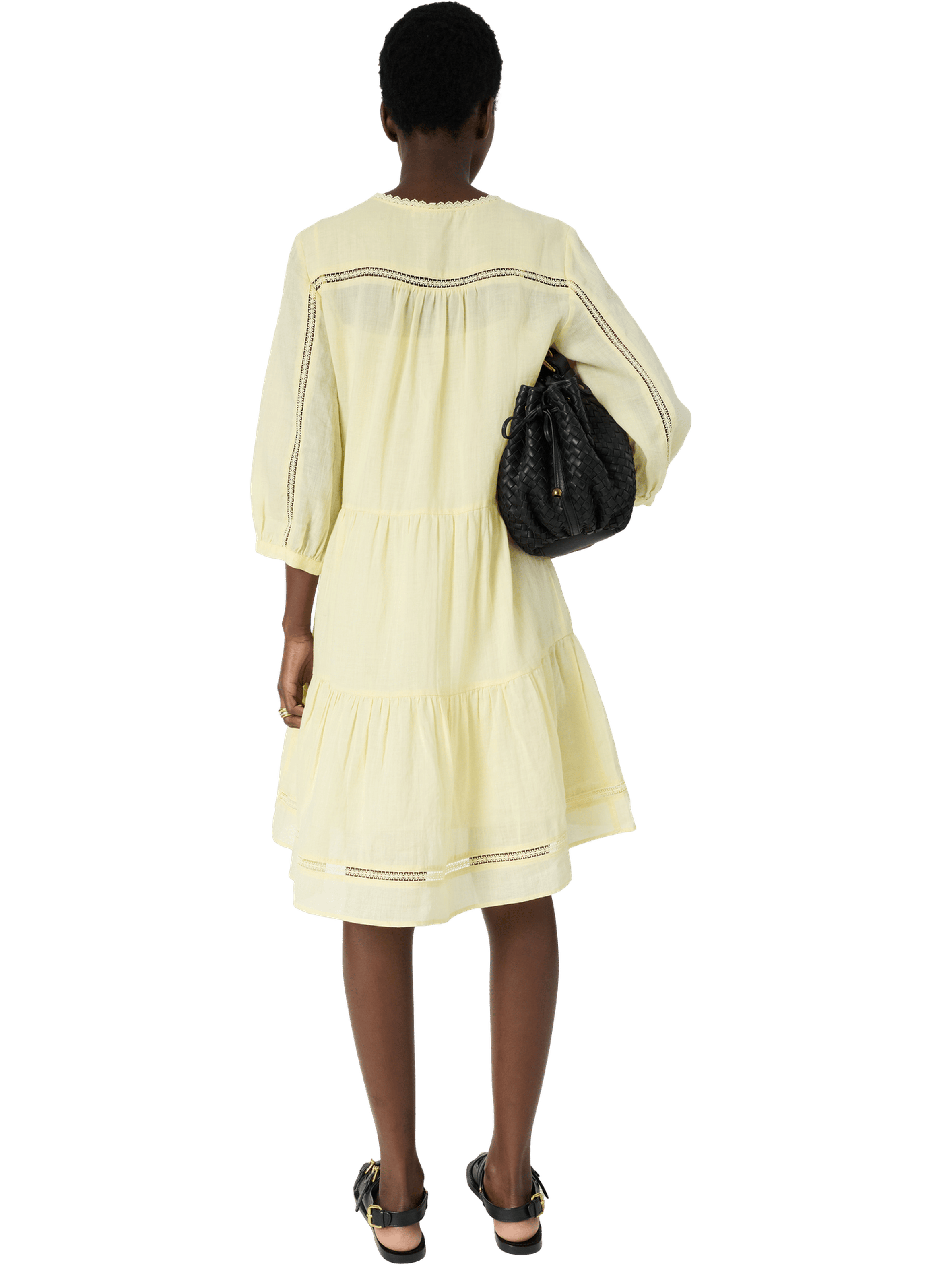 Robe courte et droite à dentelle - riane GERARD DAREL Jaune