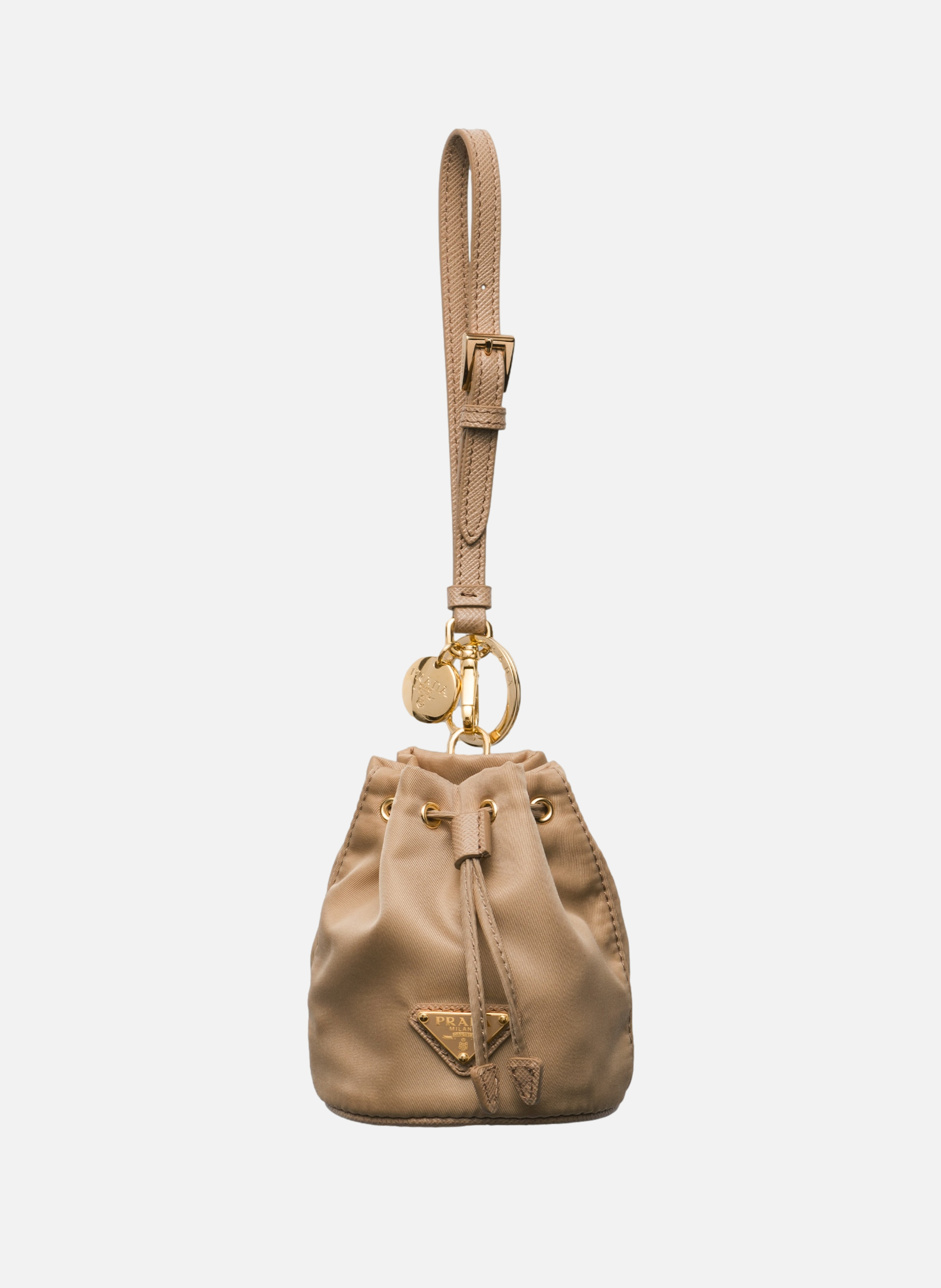 Charm porte-clés mini icon en re-nylon PRADA Marron