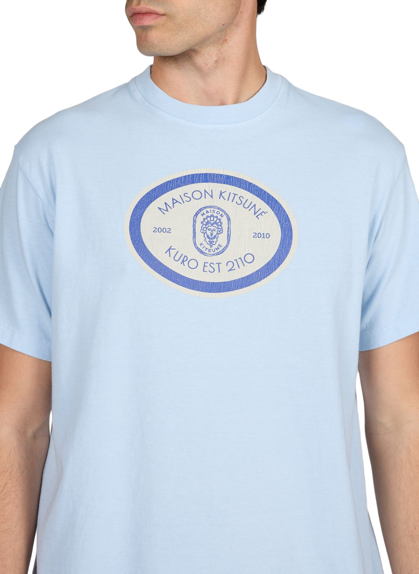 Cotton round-neck T-shirt MAISON KITSUNÉ Blue