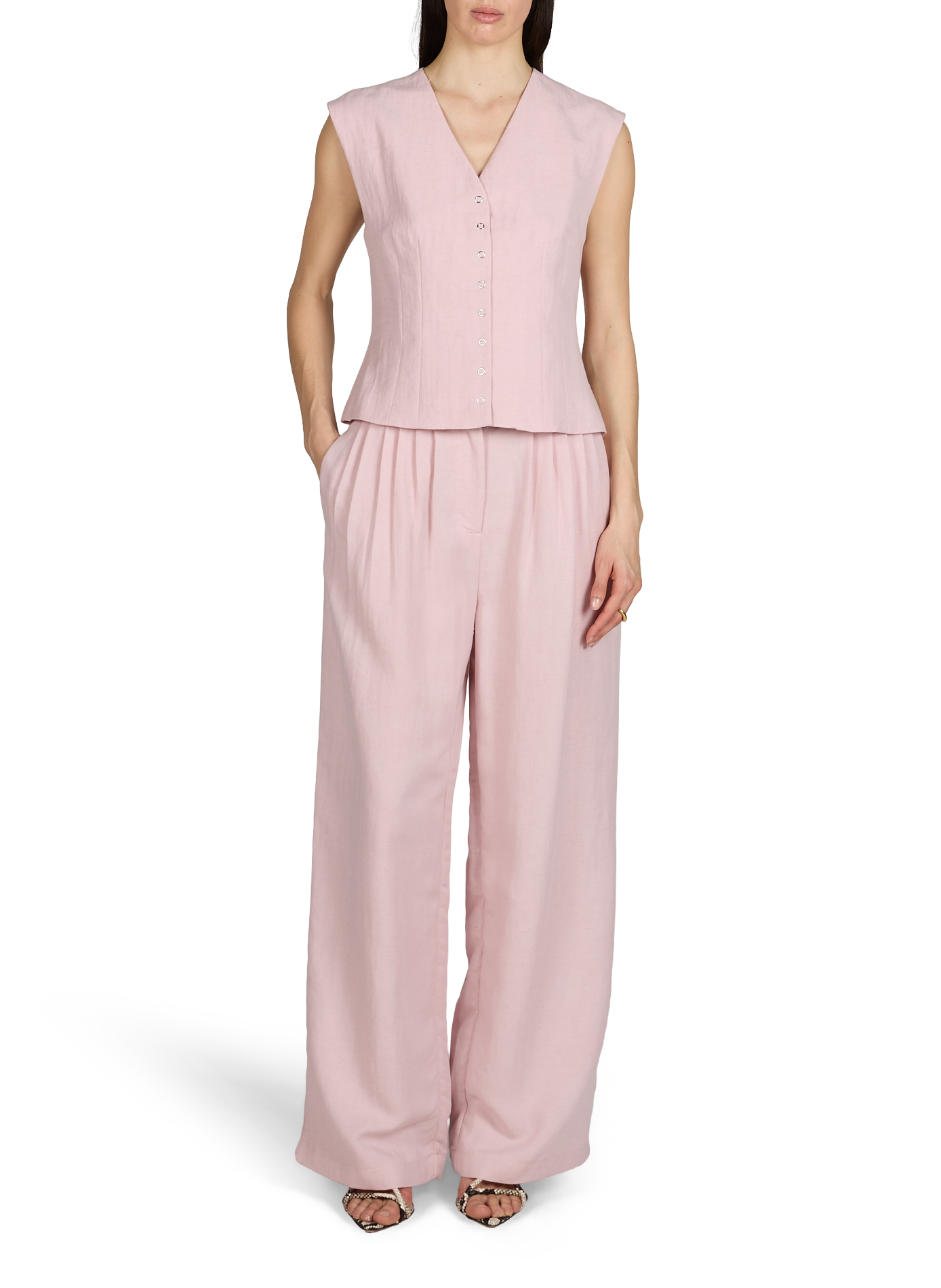 Gilet sans manches à fermeture boutonnée OBJECT Rose