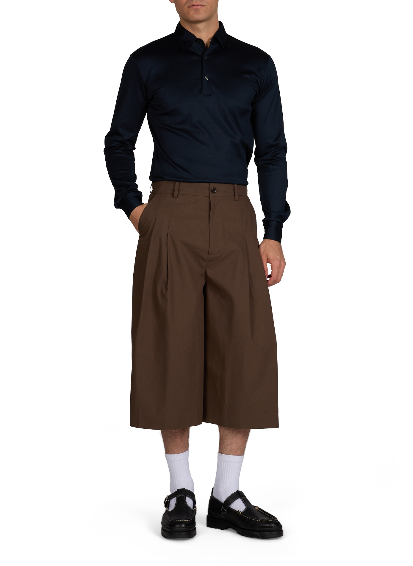 Polo a maniche lunghe in cotone AURELIEN Blu