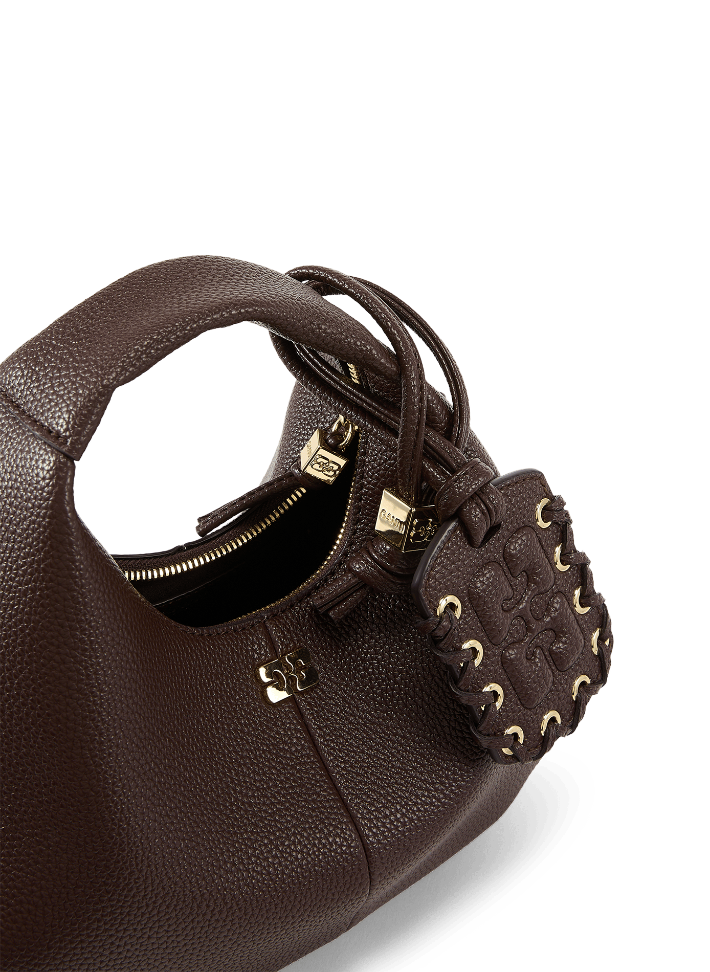 Sac à main en cuir GANNI Marron