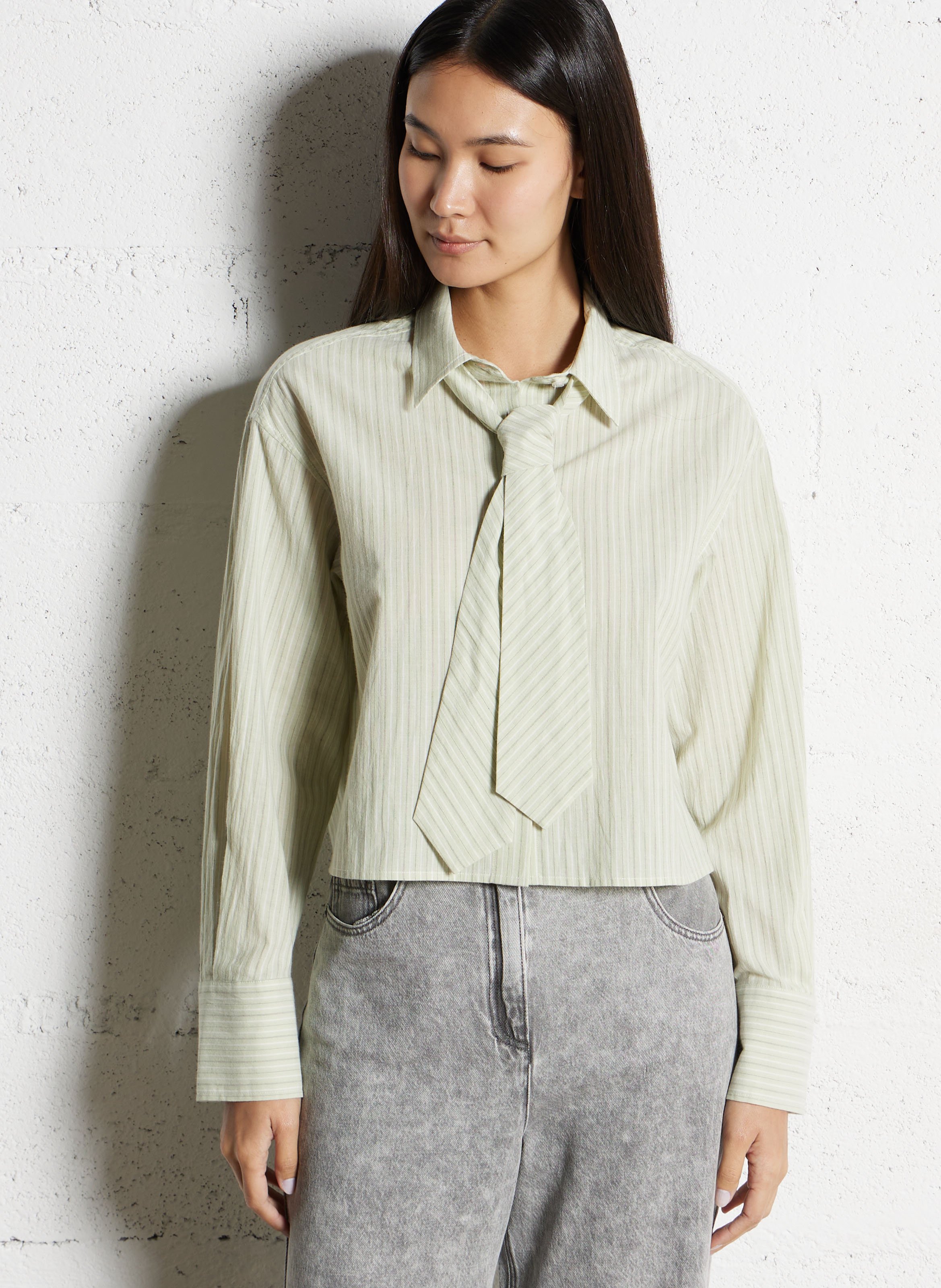 Chemise oversize col classique en coton IKKS Vert
