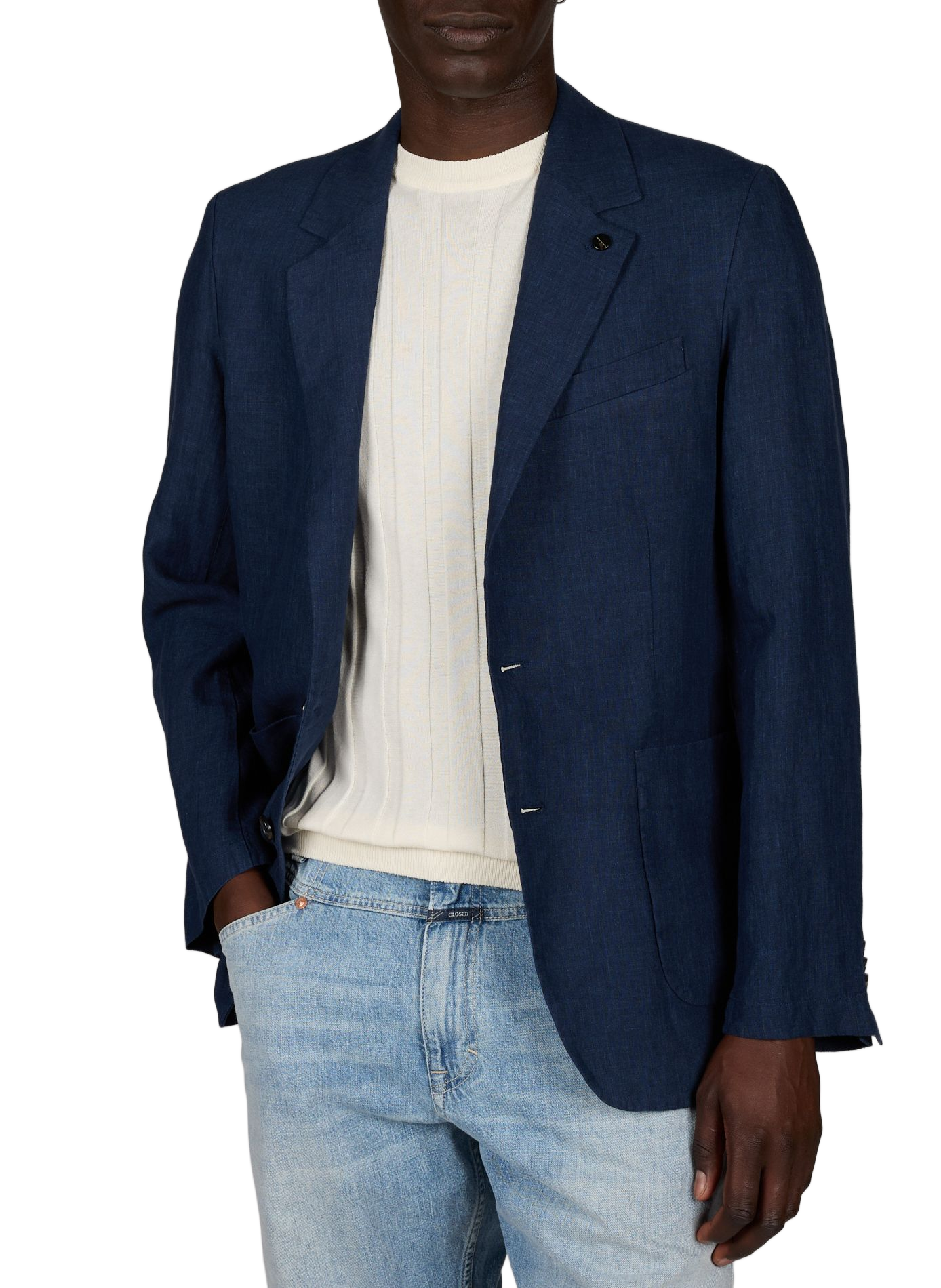 Tribeca Jacke mit Reverskragen aus Leinen CRUNA Blau