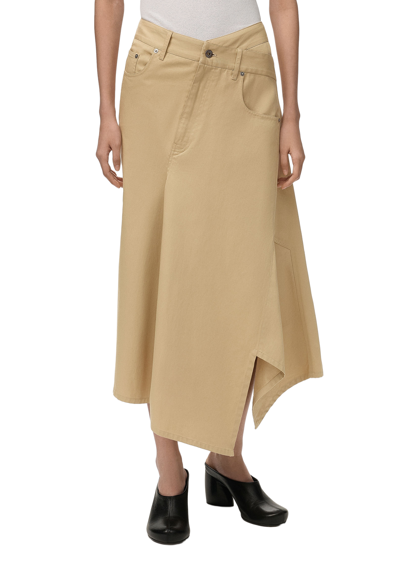 Jupe asymétrique en coton LOEWE Beige
