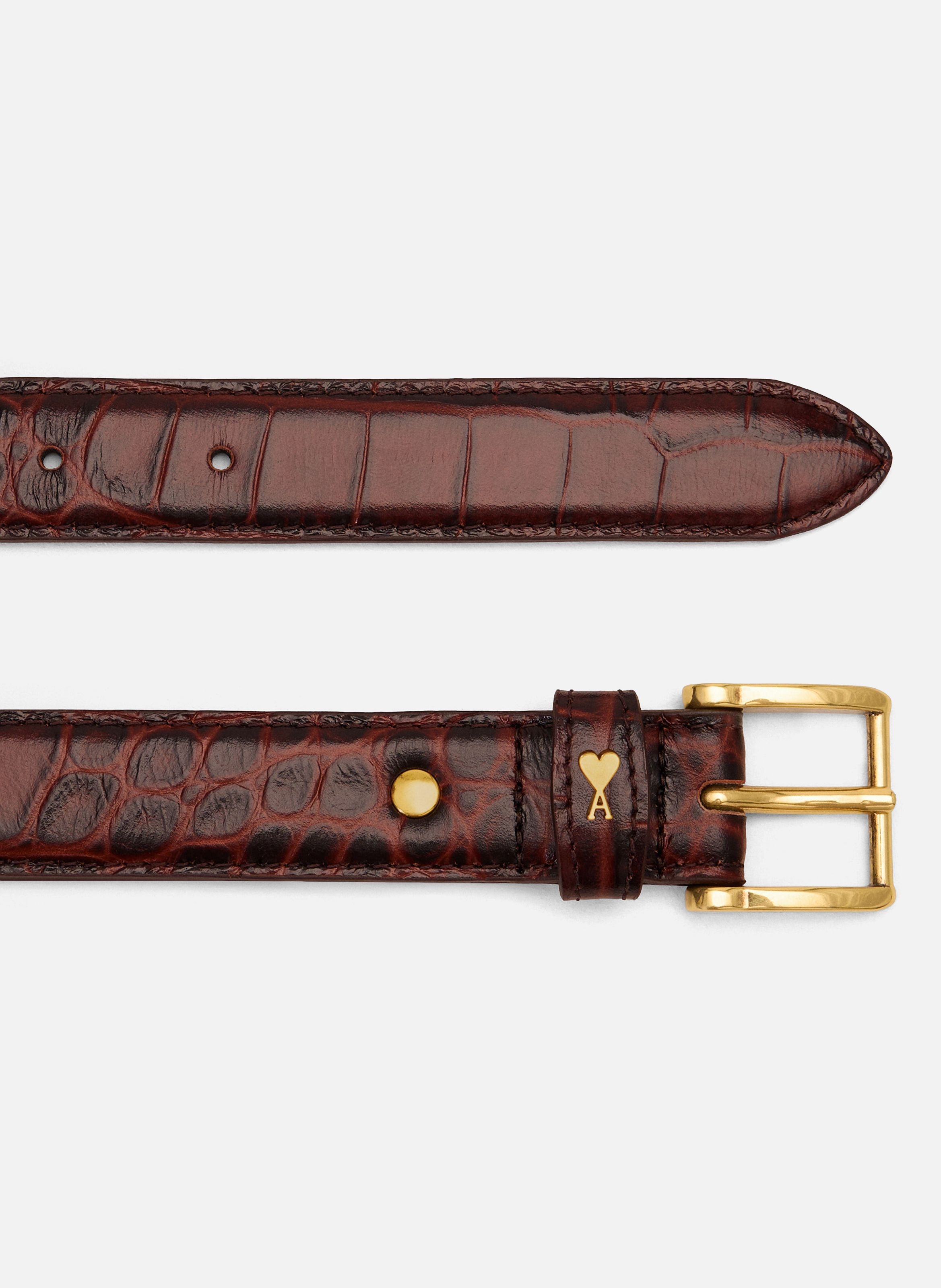 Ceinture paris paris crocodile 25mm unisexe en cuir de veau AMI PARIS Marron