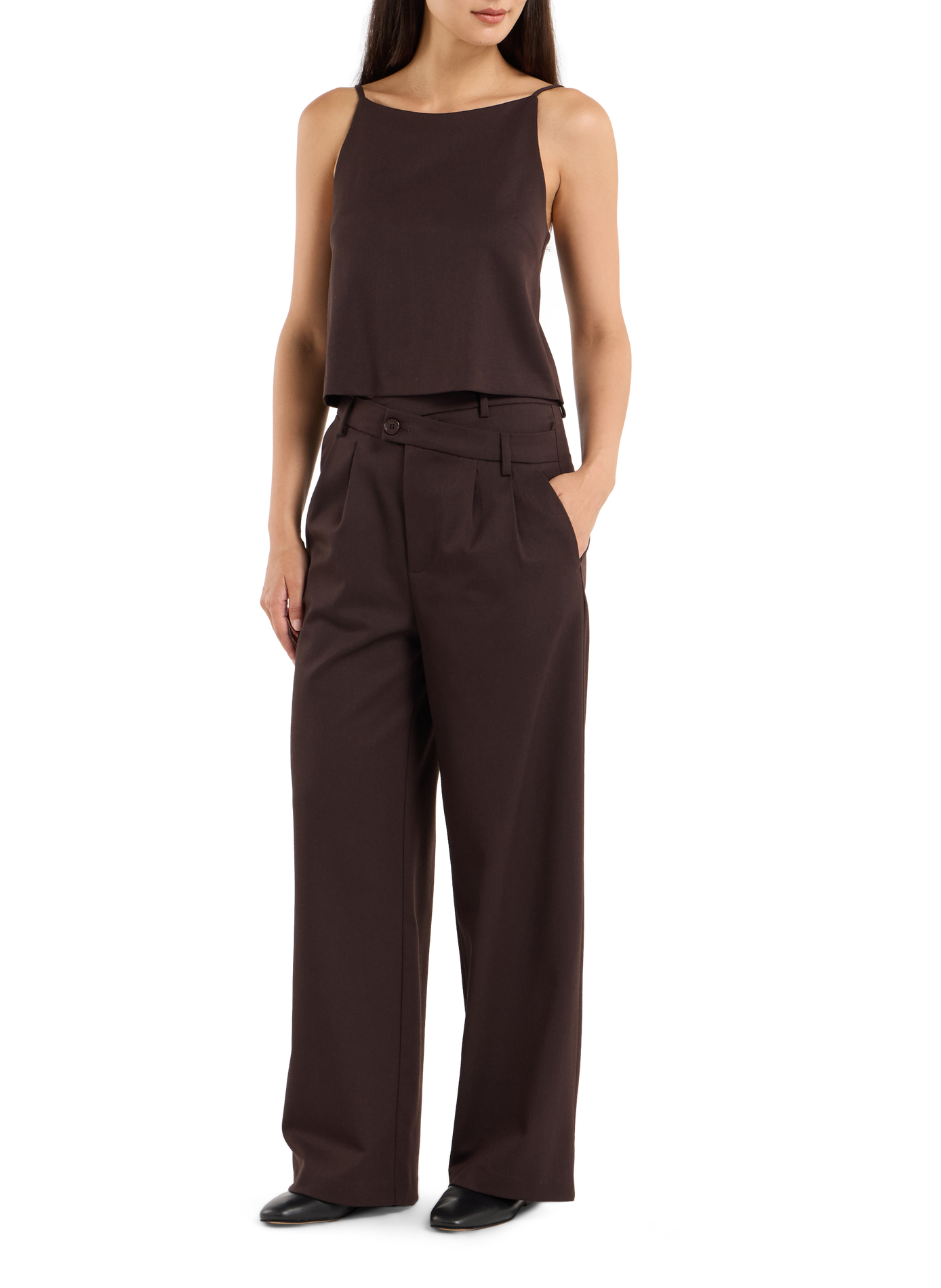 High-waisted wide-leg trousers SAISON 1865 Brown