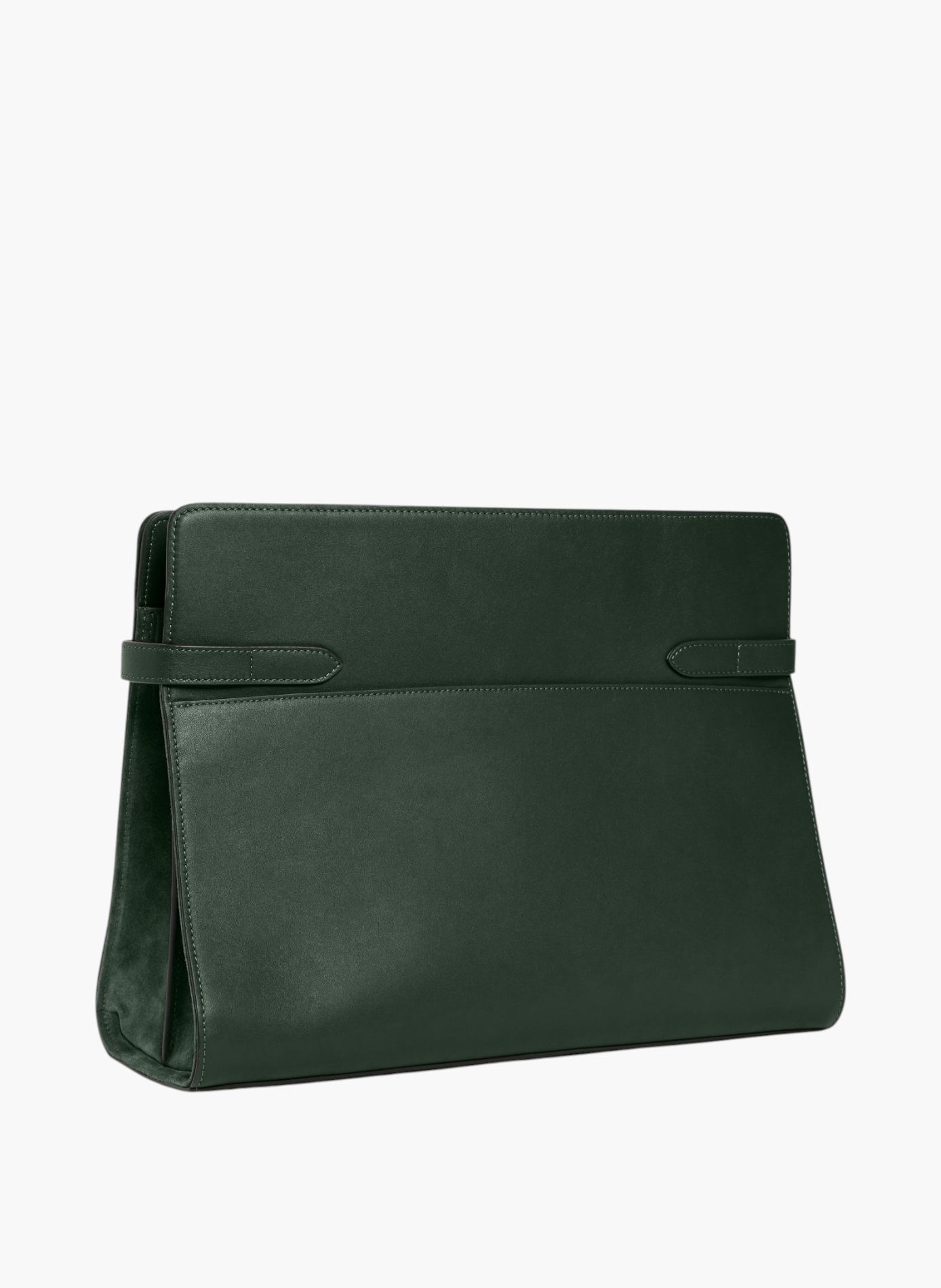 Sac porté épaule modèle maxi emie en cuir lisse et refente de velours LE TANNEUR Vert
