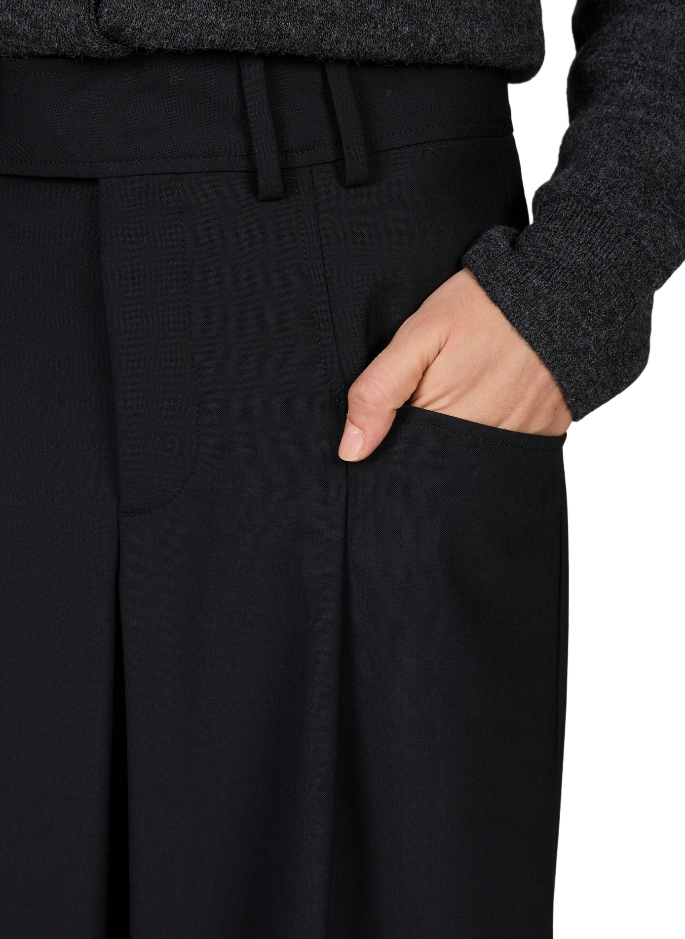 Pantalon large en laine mélangée CLOSED Noir