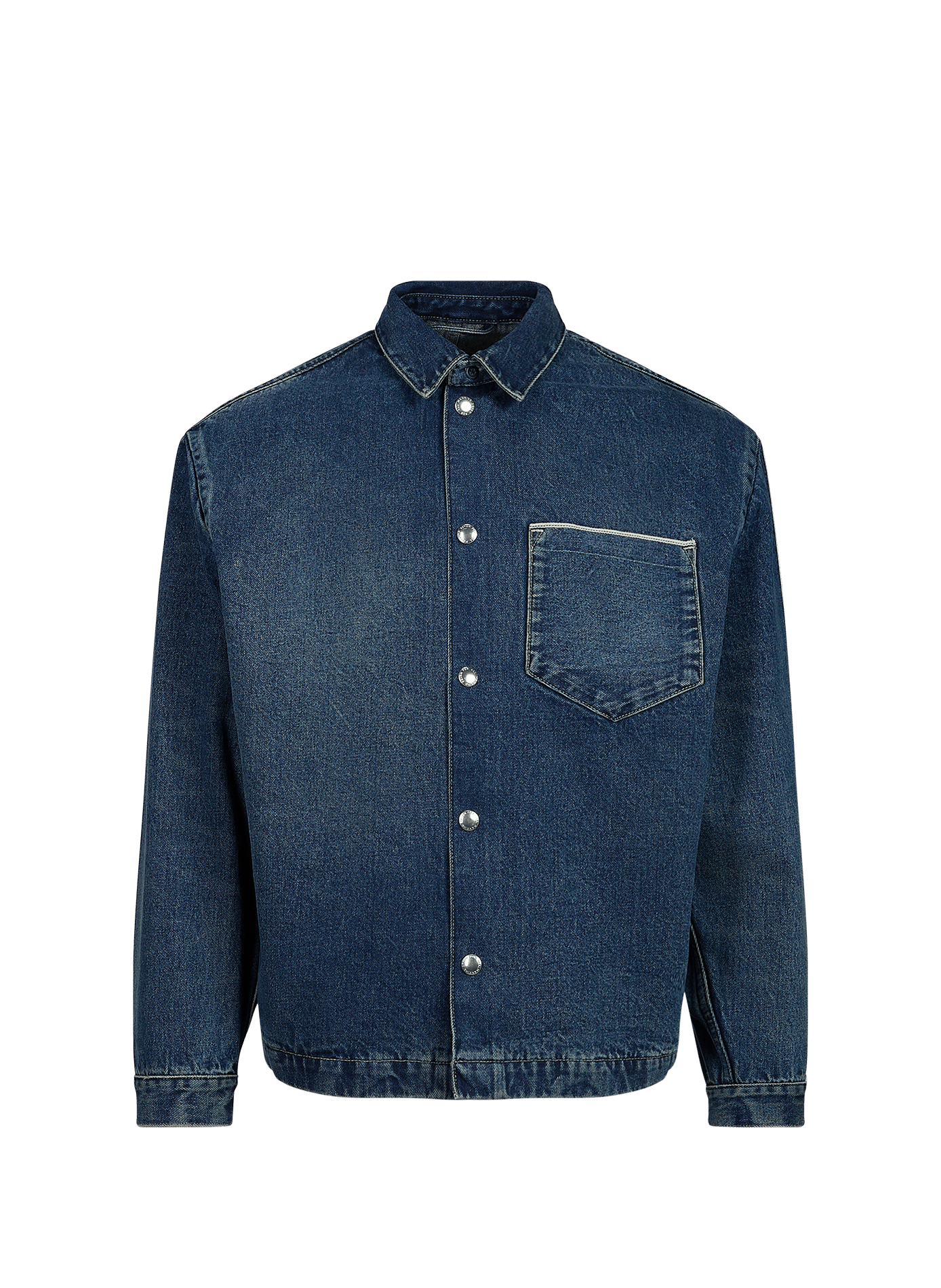 Gerade geschnittene Jacke aus Baumwoll-Denim 7 FOR ALL MANKIND Blau