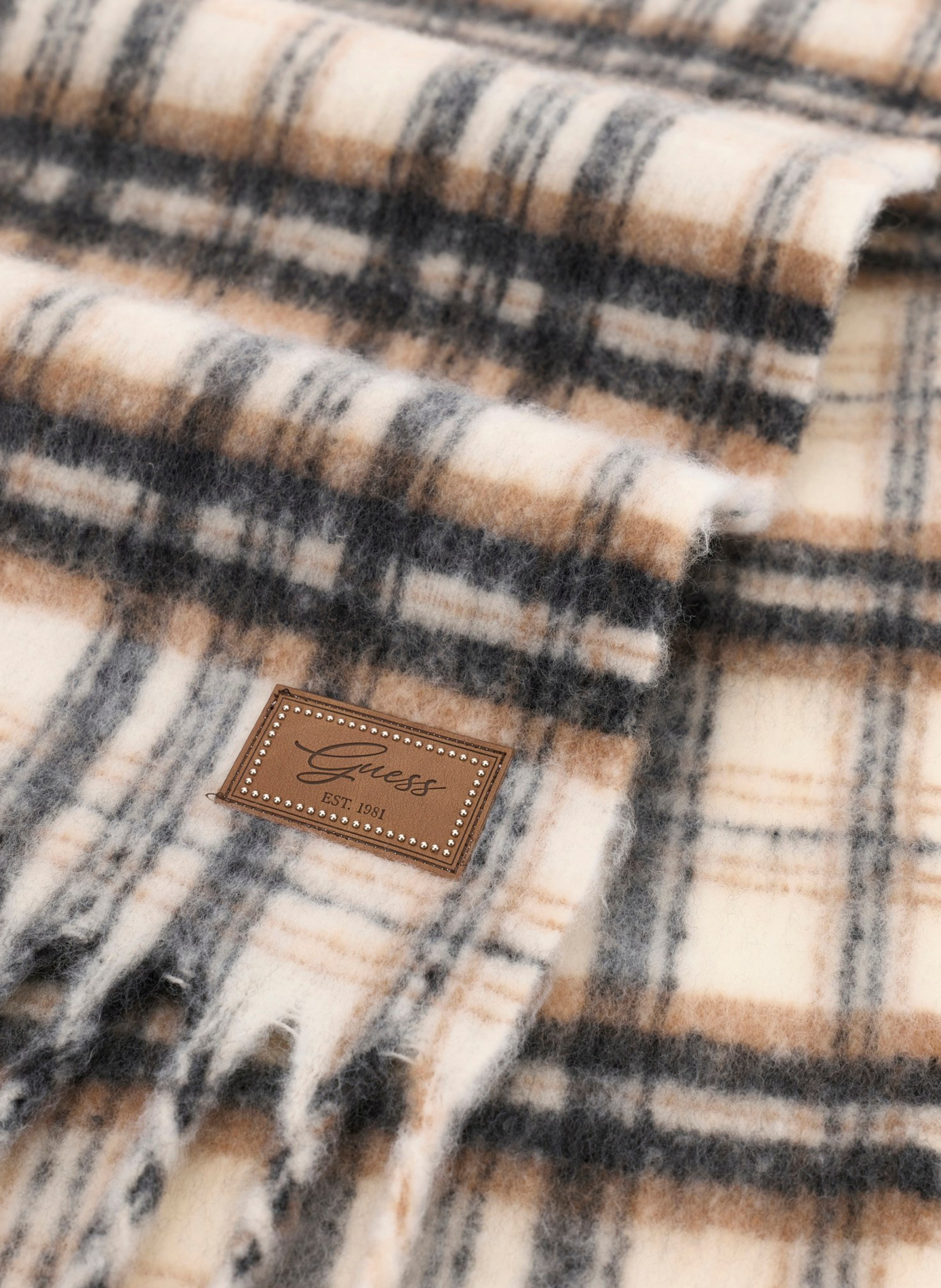 Echarpe motif carreaux à franges GUESS Multicolore