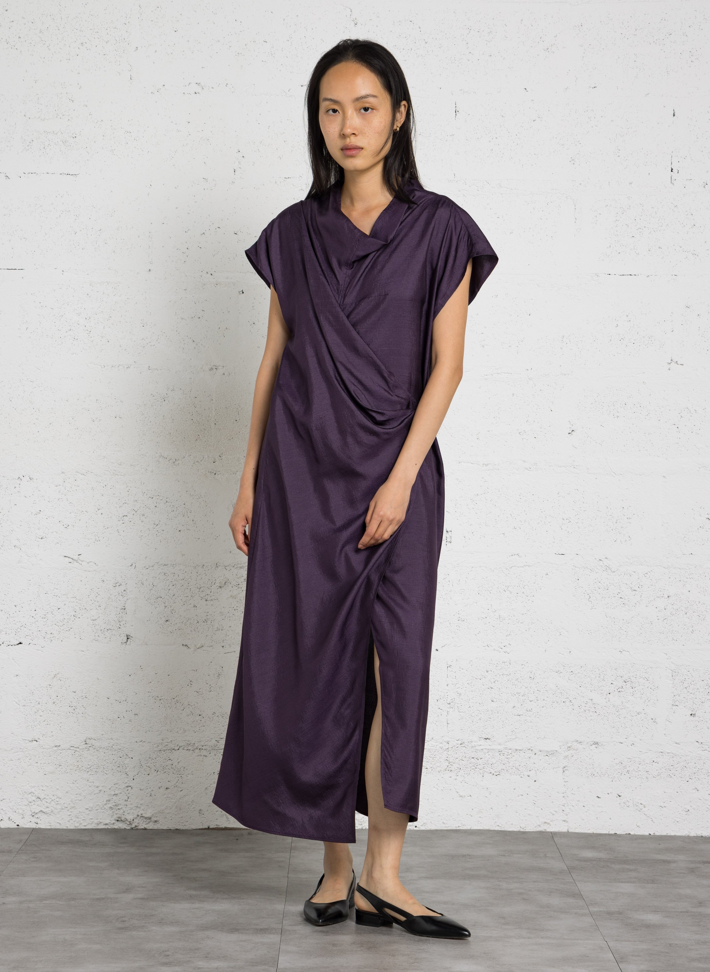 Robe midi col montant en soie foggia SOEUR Violet