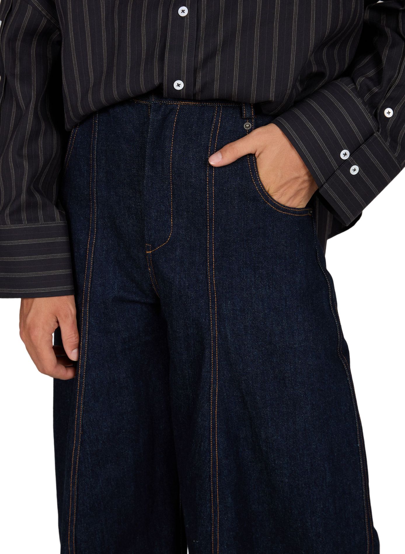 Wijde jeans van ongewassen denim RENÈ Blauw