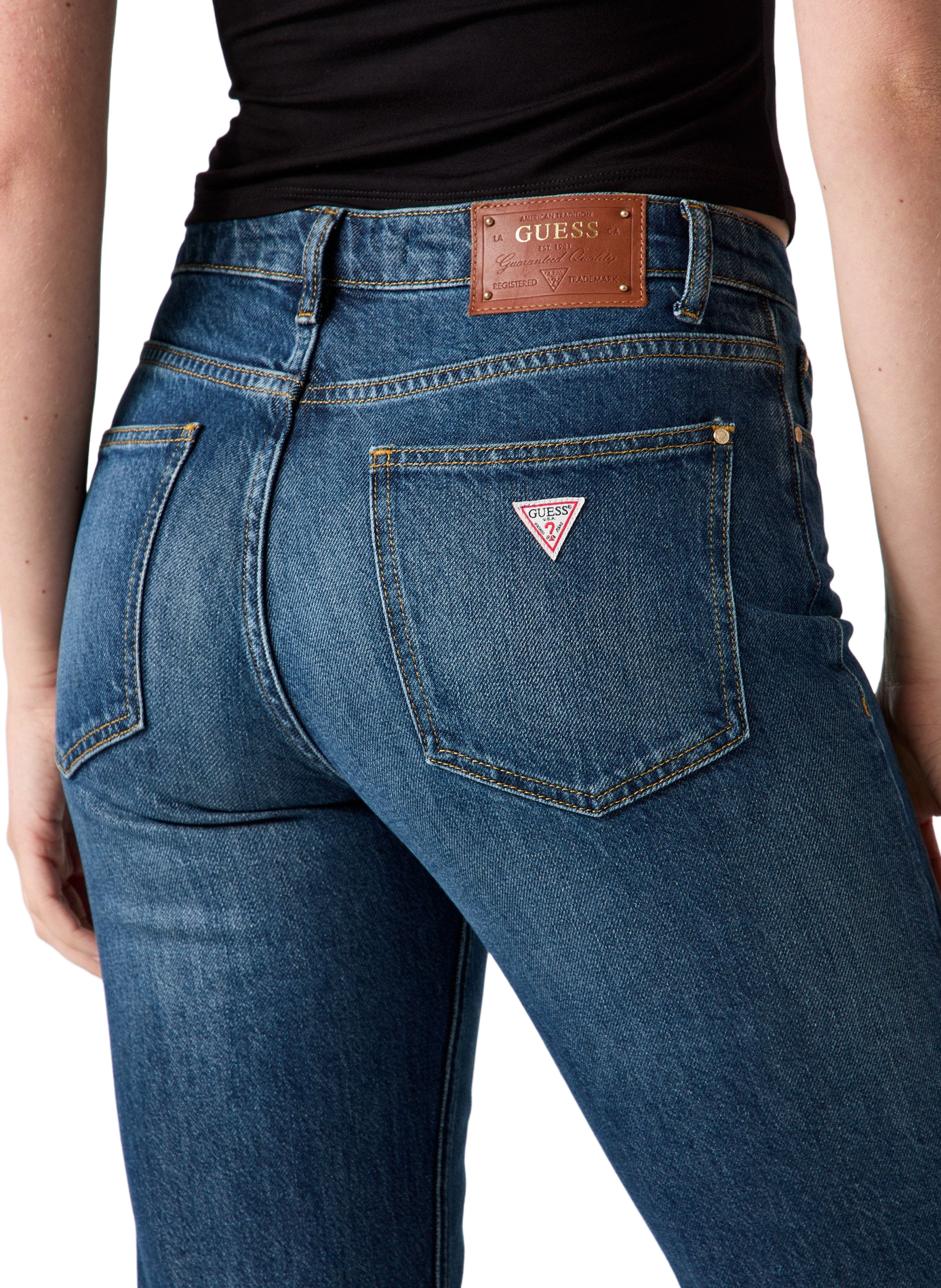 Jean flare en coton mélangé GUESS Schwarz