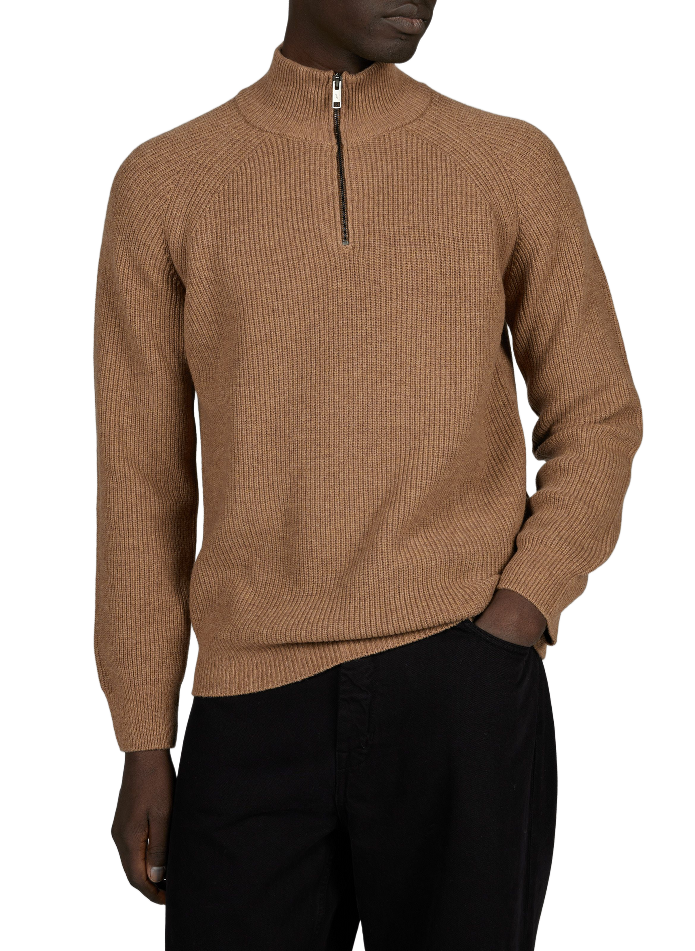 Pull droit col montant en laine AIGLE Marron