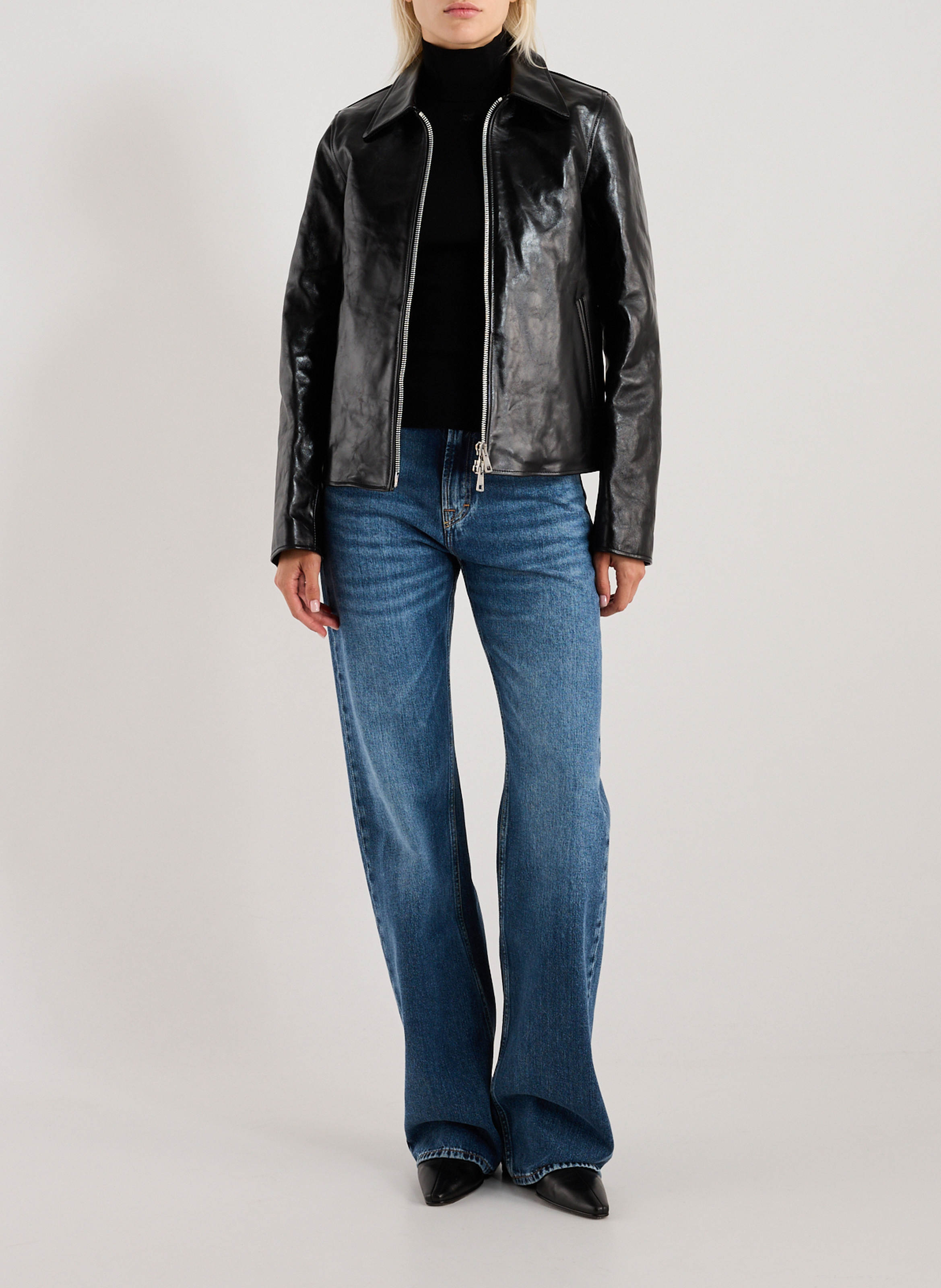 Jacket with classic leather collar OUR LEGACY Black