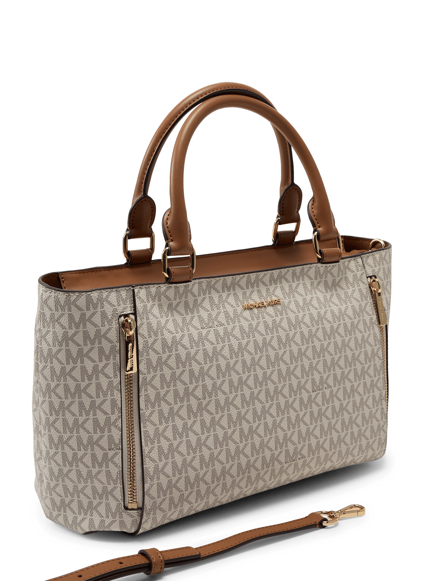 Satchel-Handtasche mit Monogramm-Print MICHAEL KORS Beige