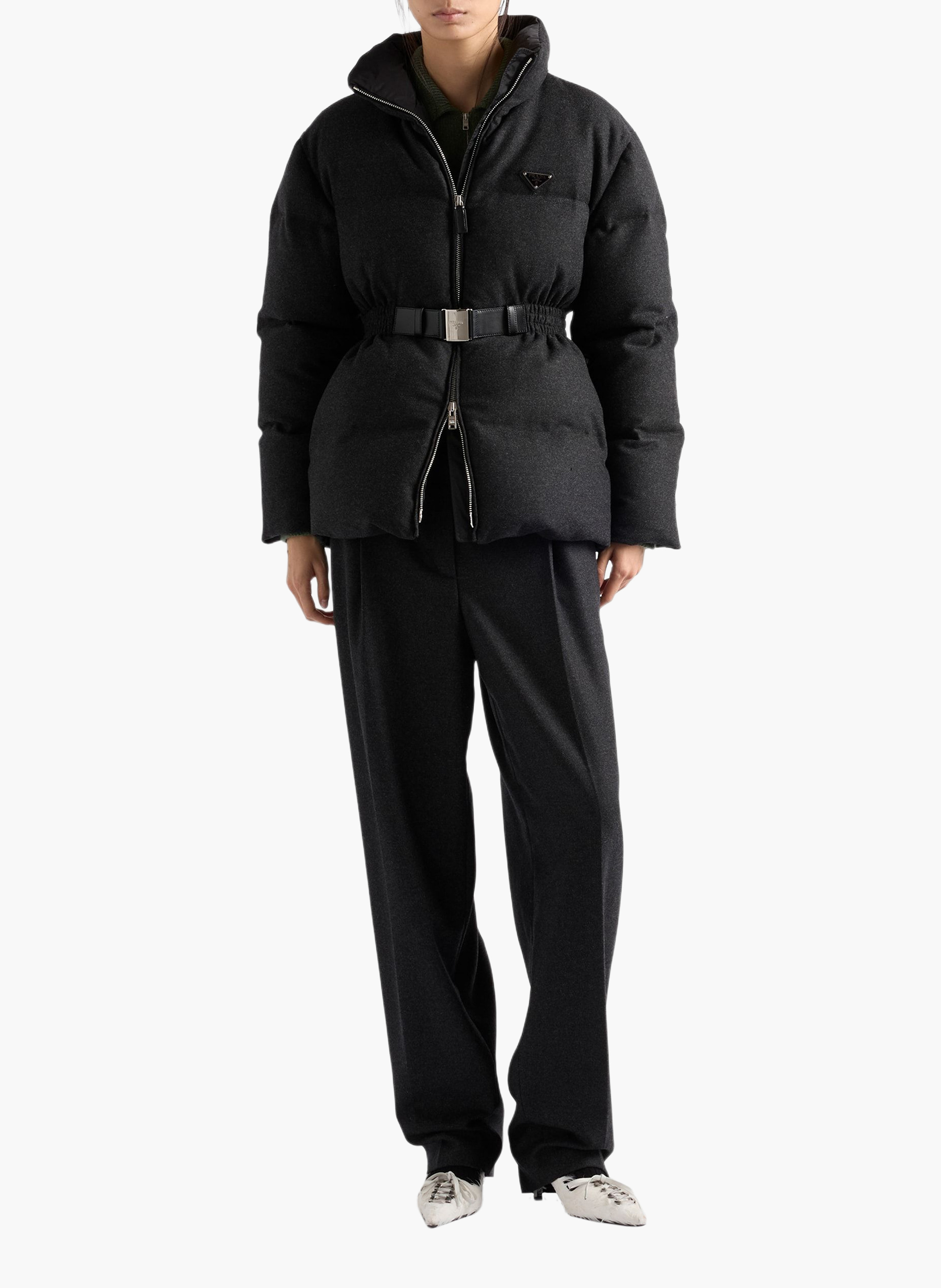 Veste matelassée en re-wool PRADA Gris