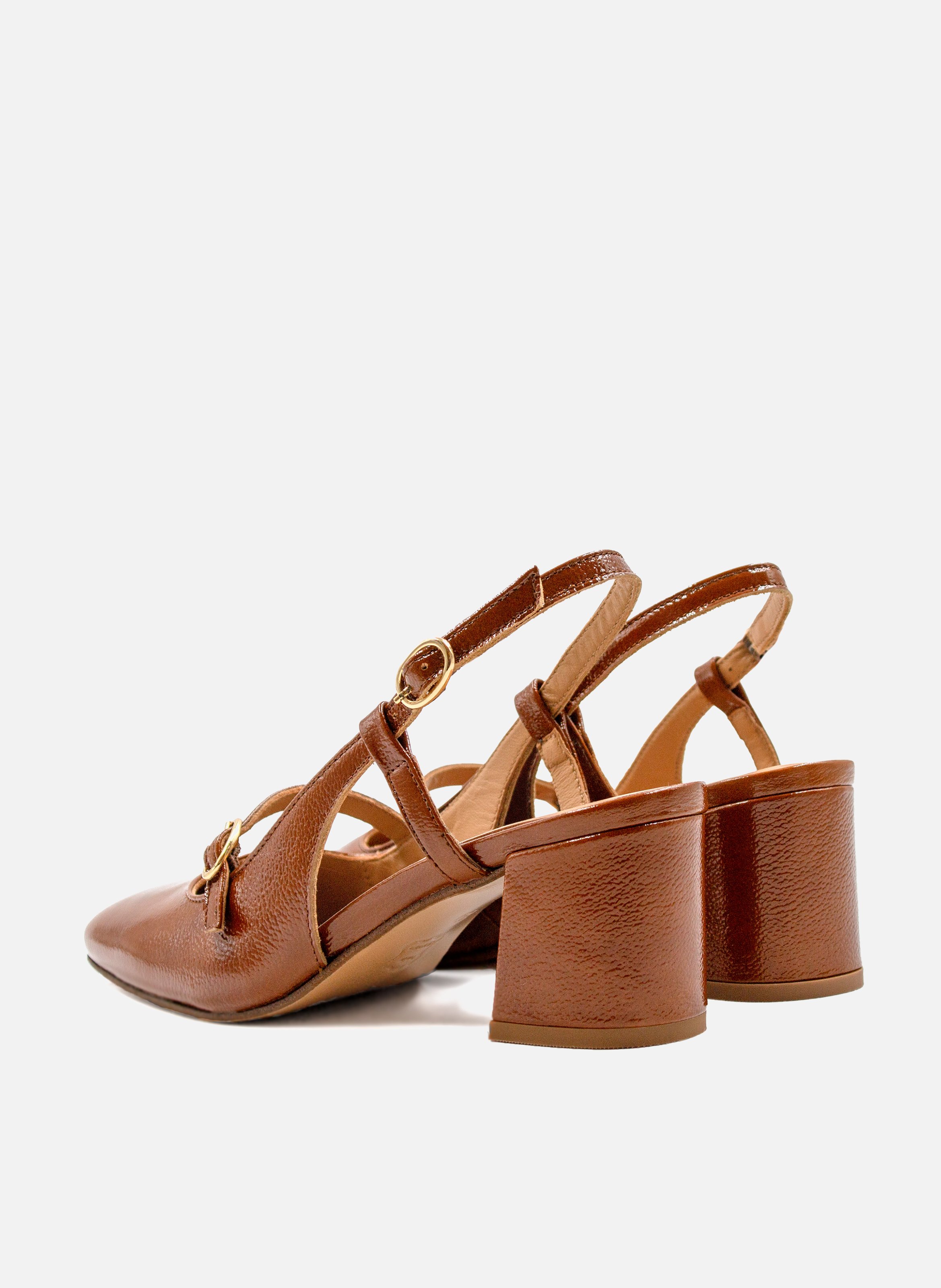 Escarpins slingback cuir vernis JULES & JENN Marron