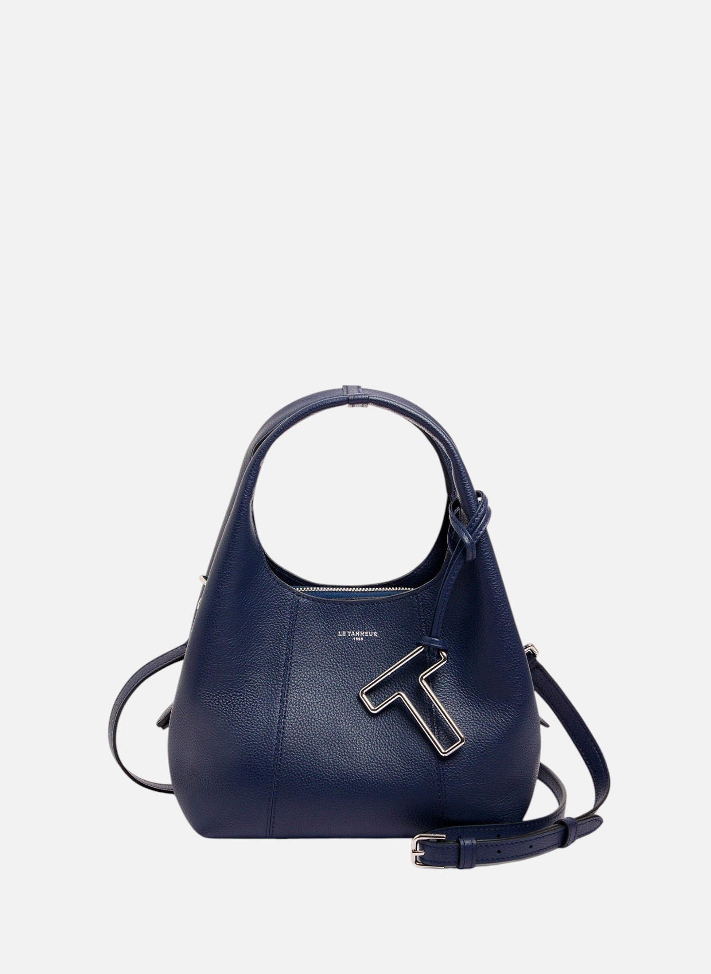 Petit sac à main juliette en cuir grainé  Bleu crépuscule