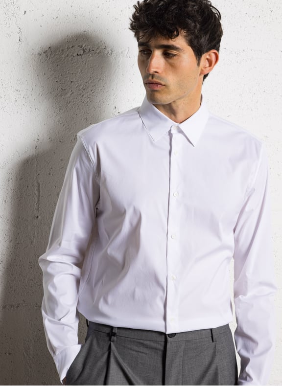 Chemise regular en coton mélangé Blanc by IKKS IKKS Chemise regular en coton mélangé Blanc