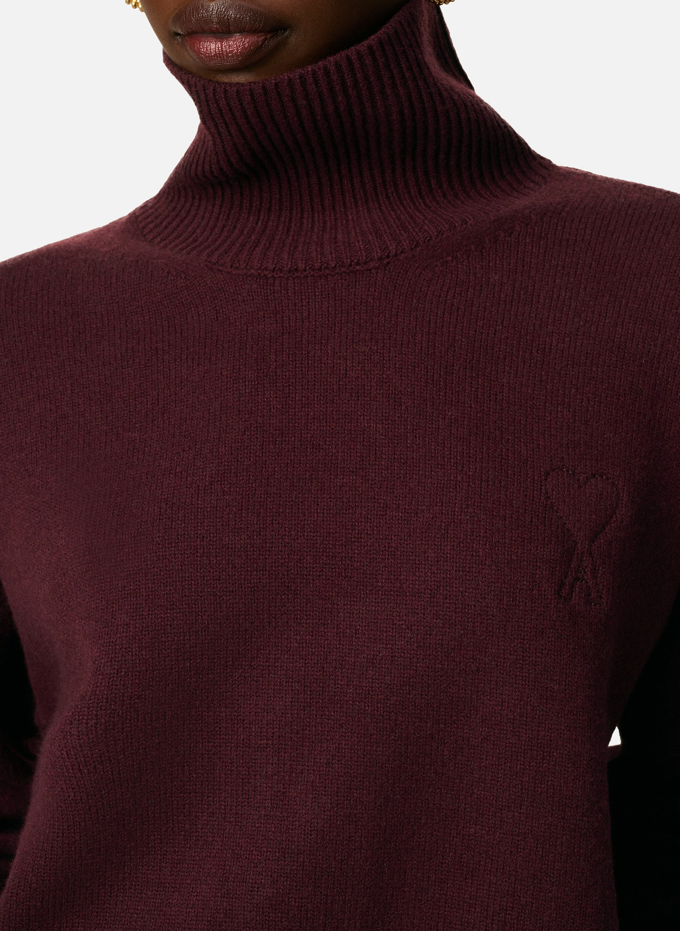 Pull col cheminée ami de coeur en laine unisexe AMI PARIS Rouge