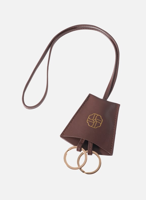 Porte-clés à logo en cuir Marron by 64 BLD HAUSSMANN PARIS 64 BLD HAUSSMANN PARIS Porte-clés à logo en cuir Marron