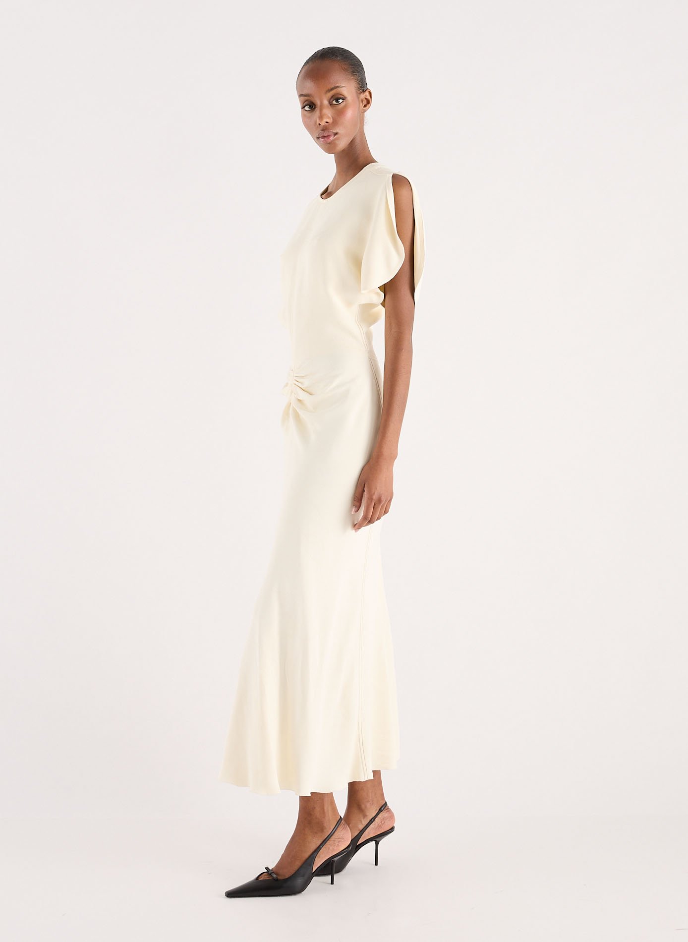 Embroidered maxi dress VICTORIA BECKHAM Beige