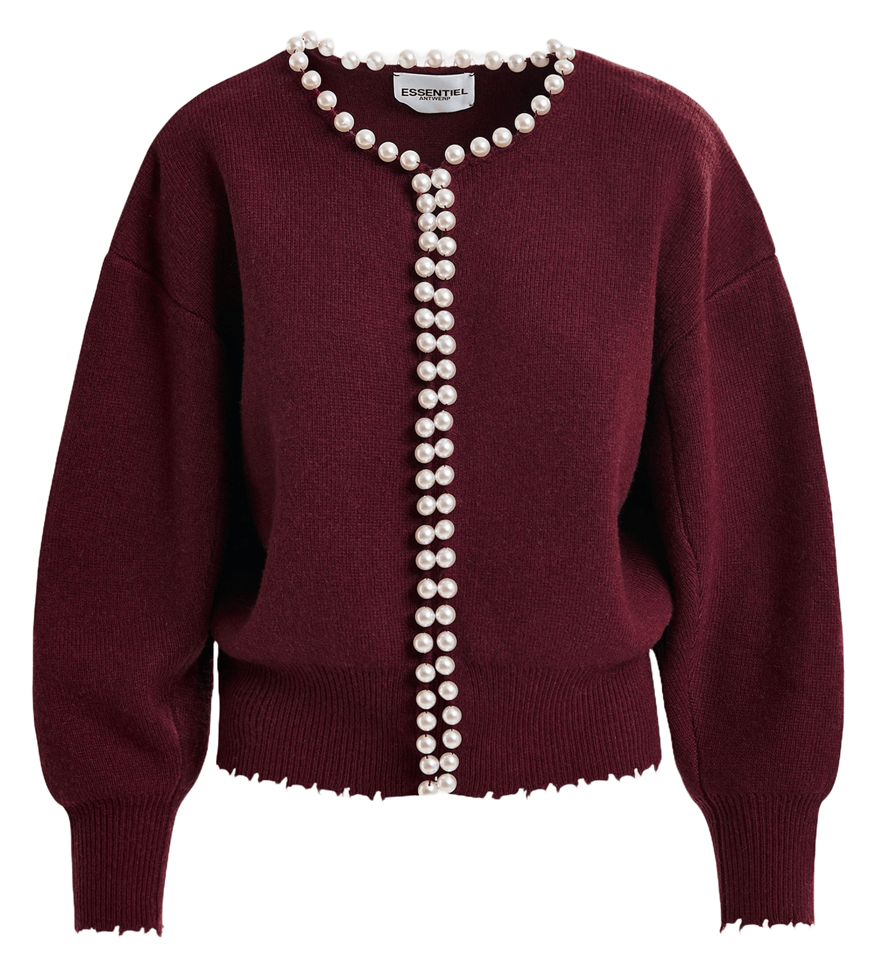 Cardigan droit à perles Ideas ESSENTIEL ANTWERP Rouge