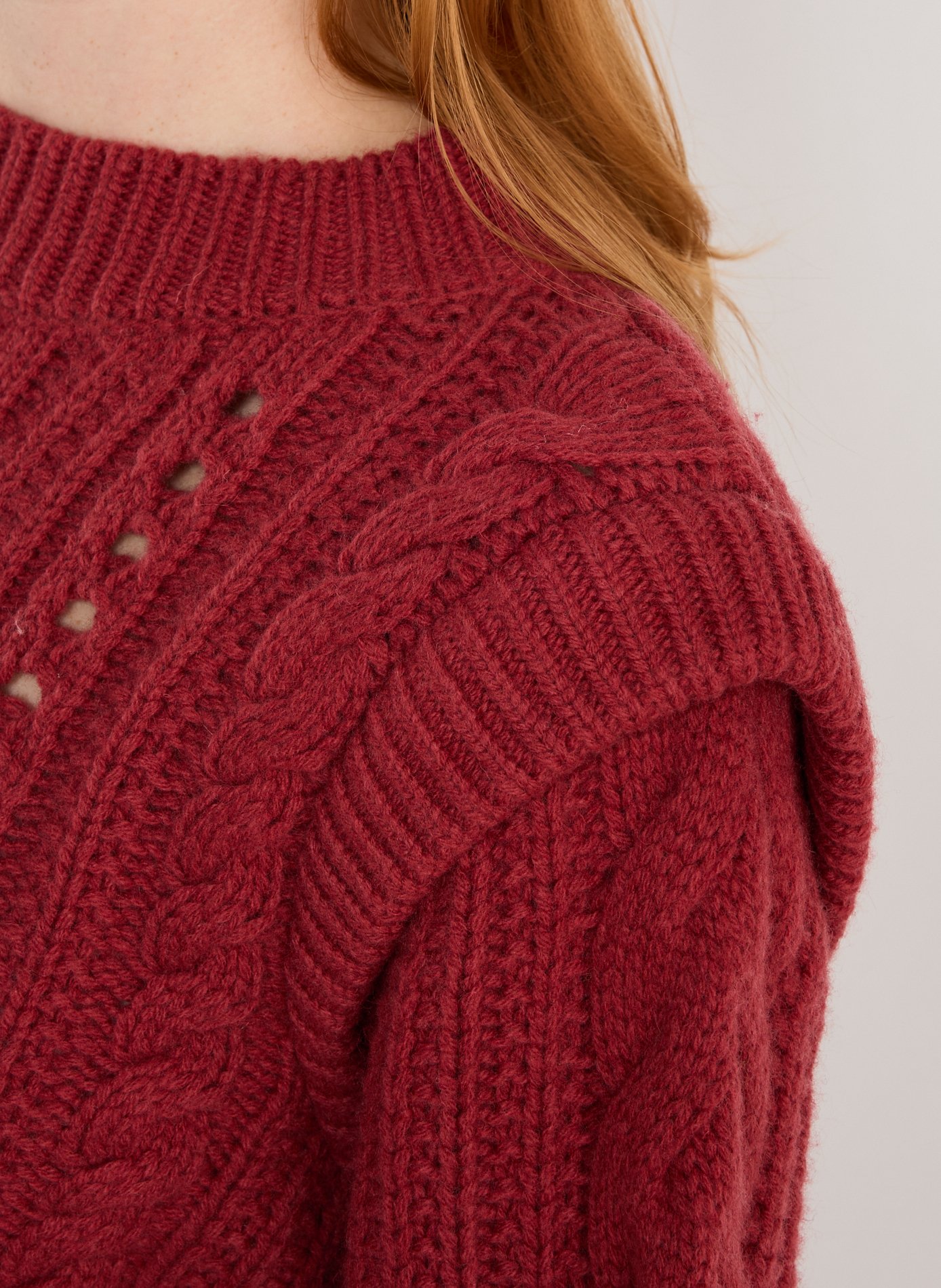 Pull droit en maille torsadée de laine LOUISE MISHA Rouge
