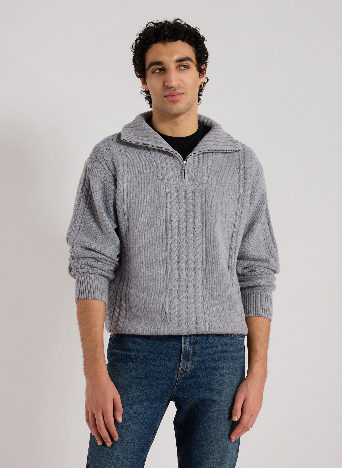 Wool blend zip-up sweater AIGLE Grey