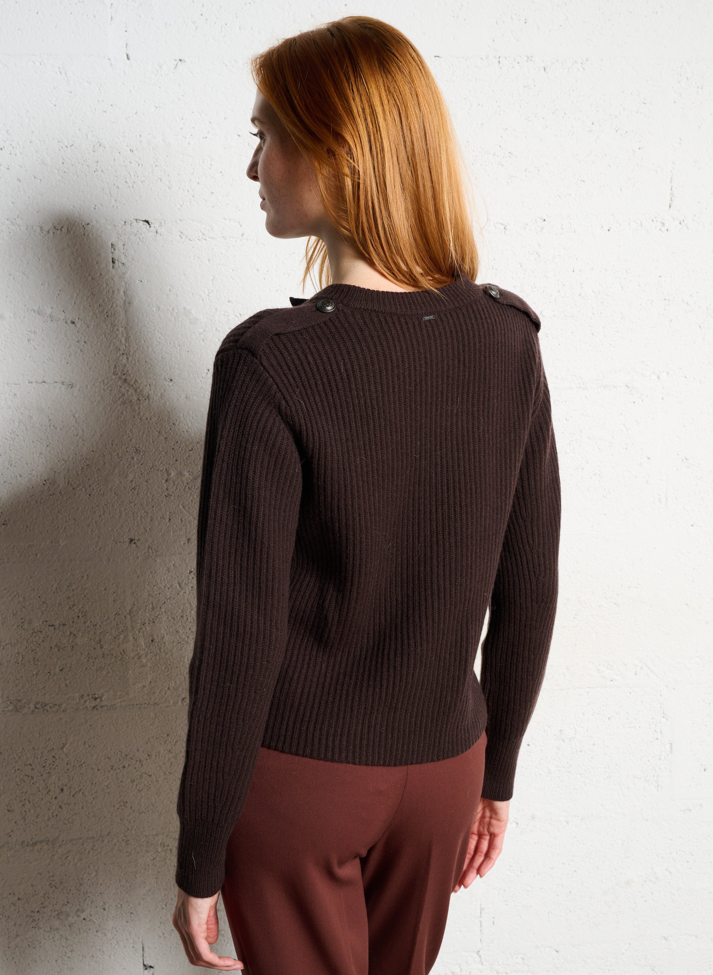 Gilet en laine col rond IKKS Marron