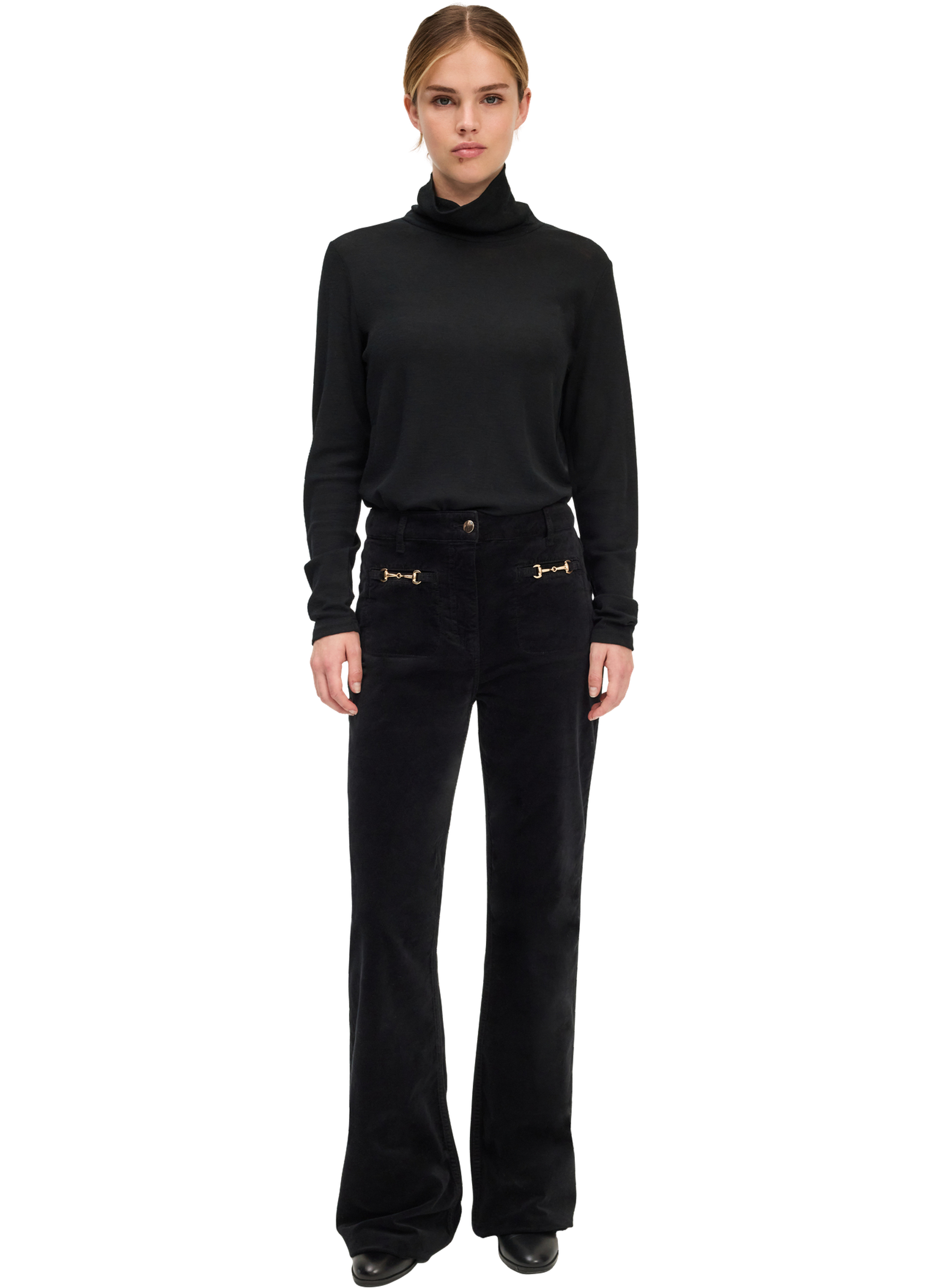 Pantalon flare en velours à mors - chrys PABLO Noir