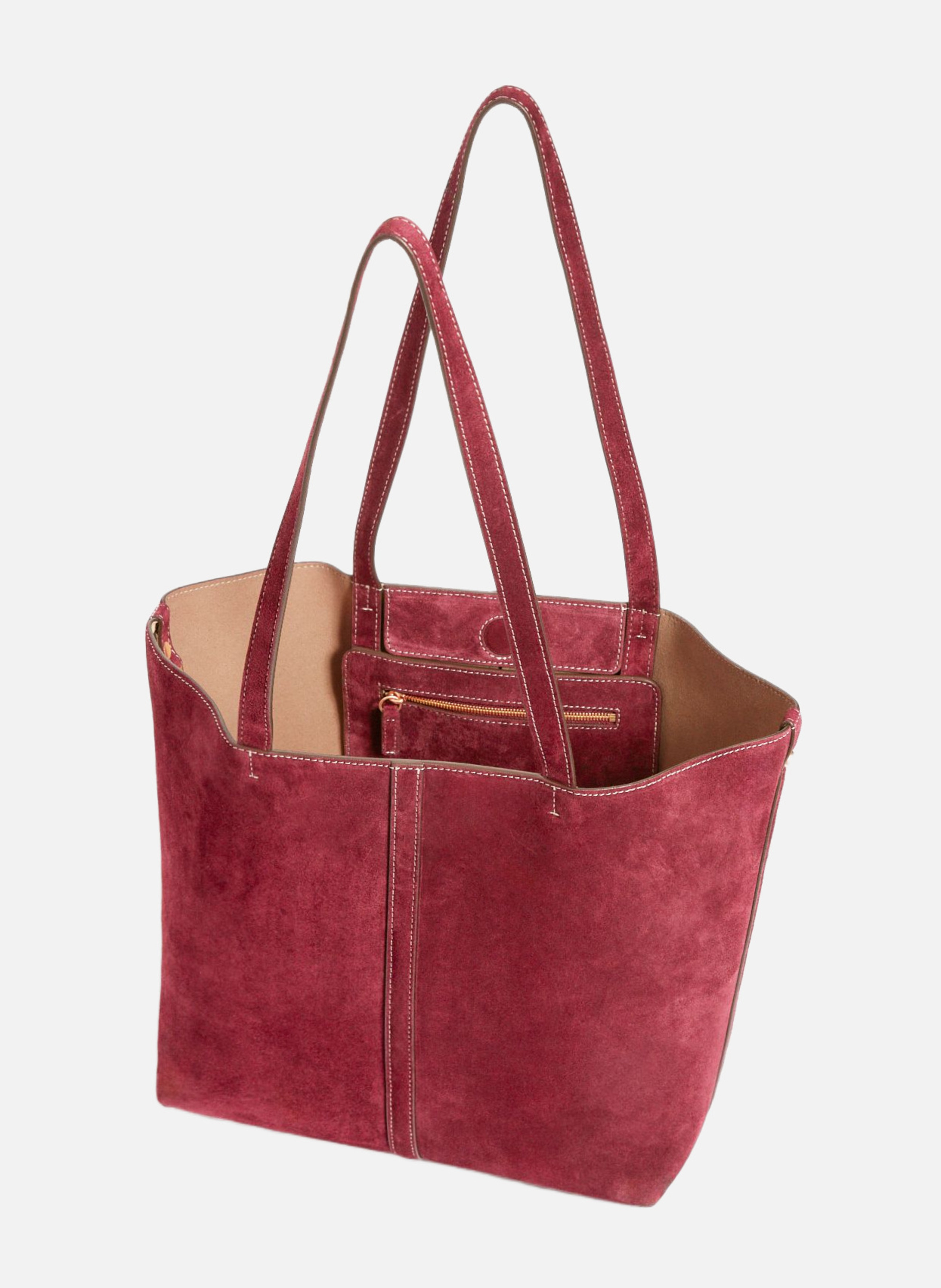 Petit cabas daily en cuir velours VANESSA BRUNO Rouge