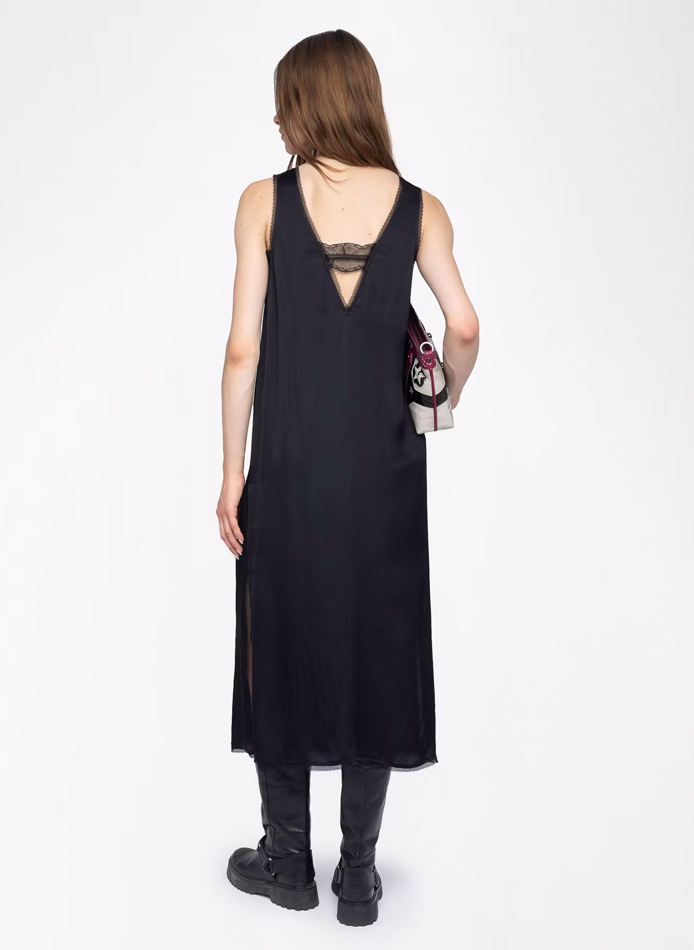 Robe midi col v satinée renzo ZADIG&VOLTAIRE Noir