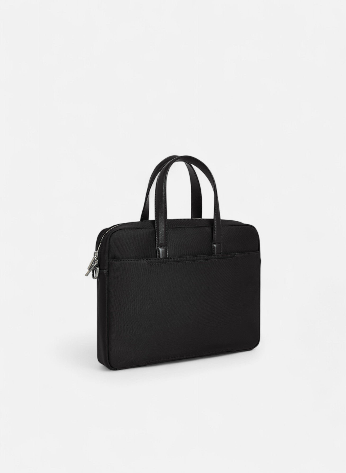 Porte documents 15" basile en toile nylon et cuir lisse LE TANNEUR Noir