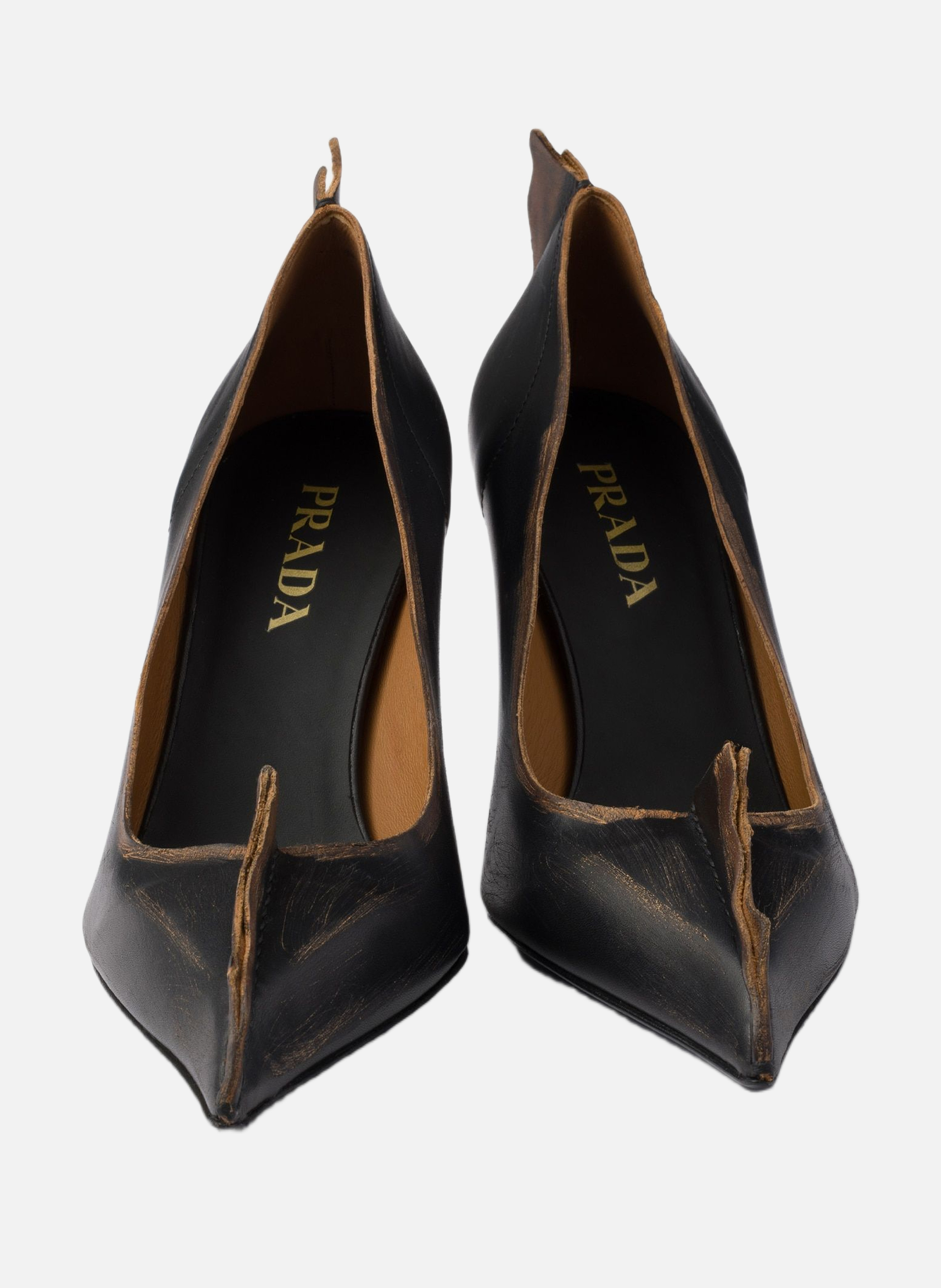 Escarpins en cuir vieilli PRADA Noir