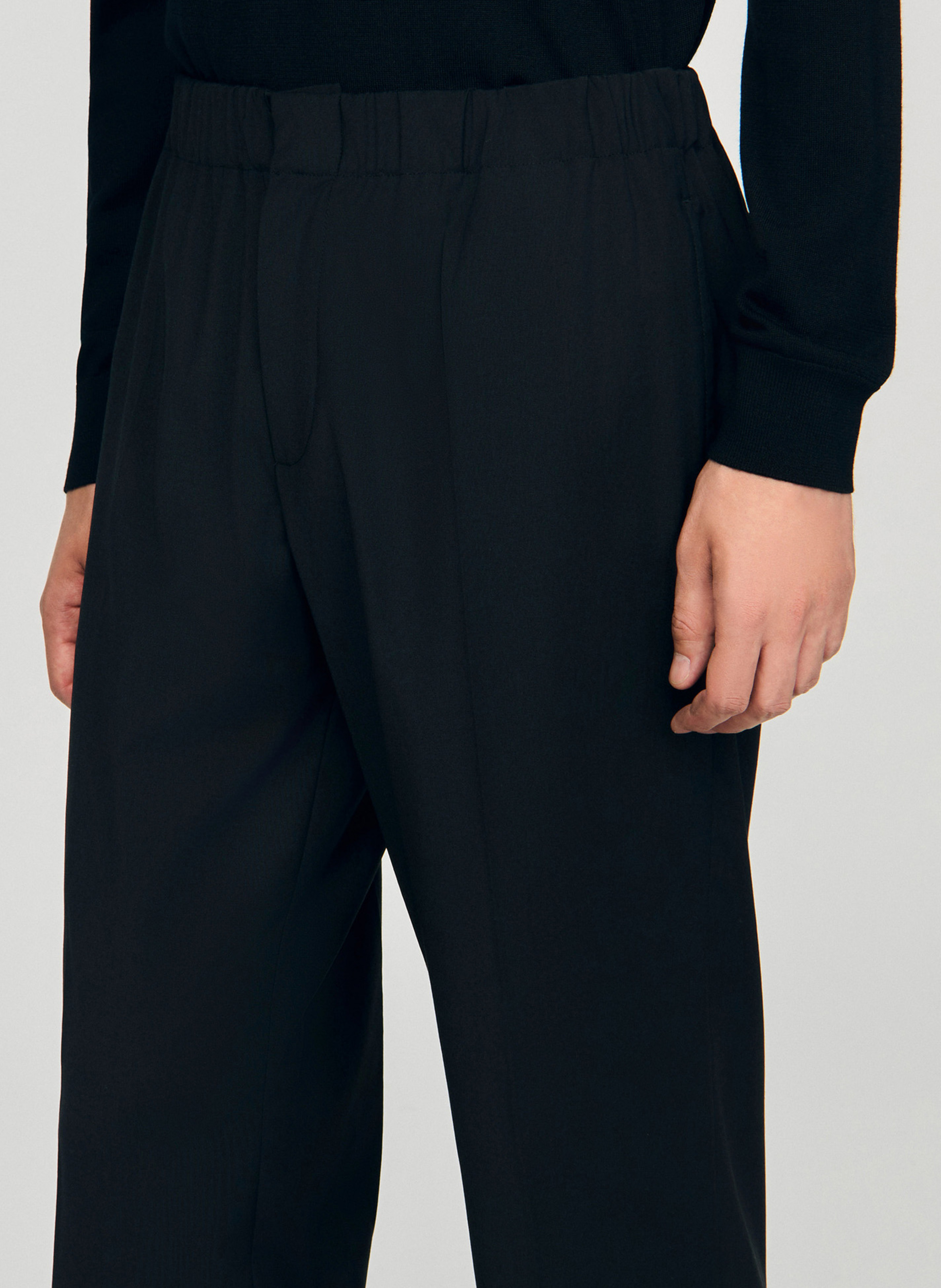 Pantalon droit en laine mélangée SANDRO Noir