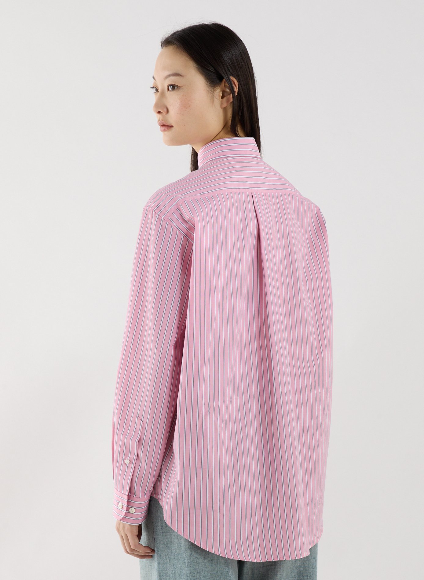 Striped cotton American collar shirt MIU MIU Pink