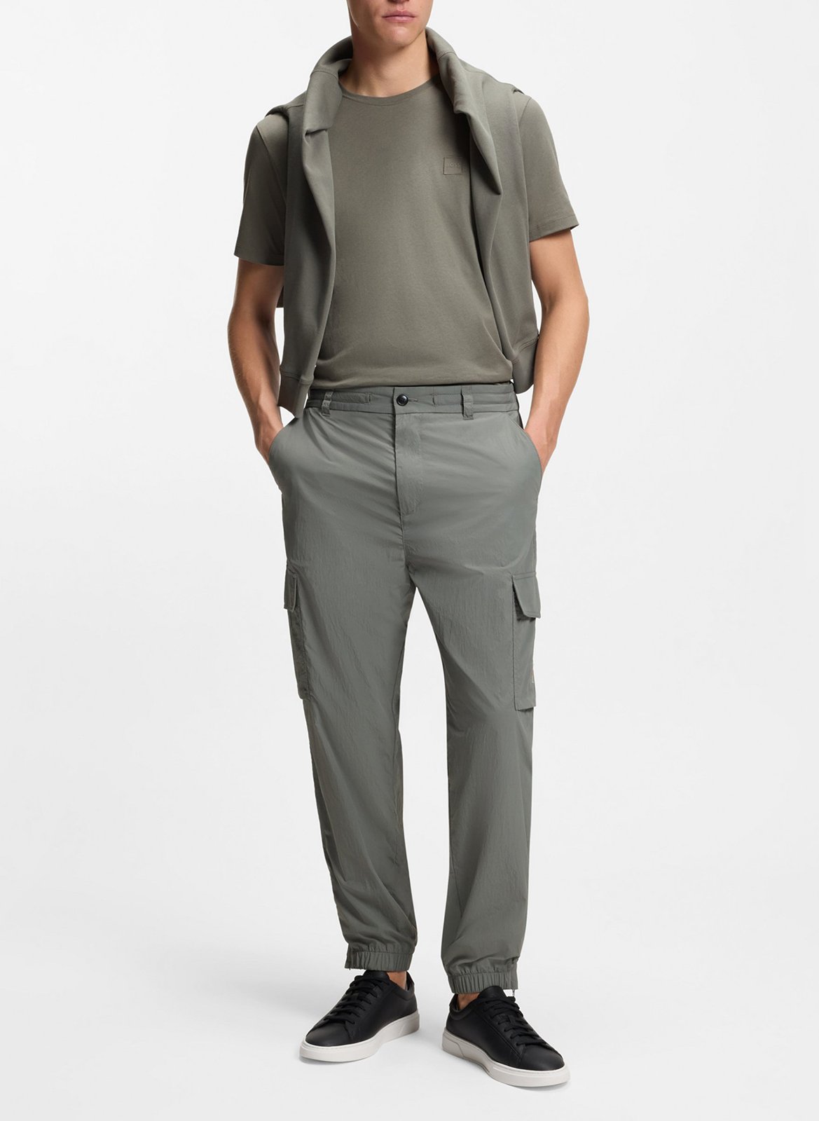 Tee-shirt à manches courtes col rond en coton BOSS Argent