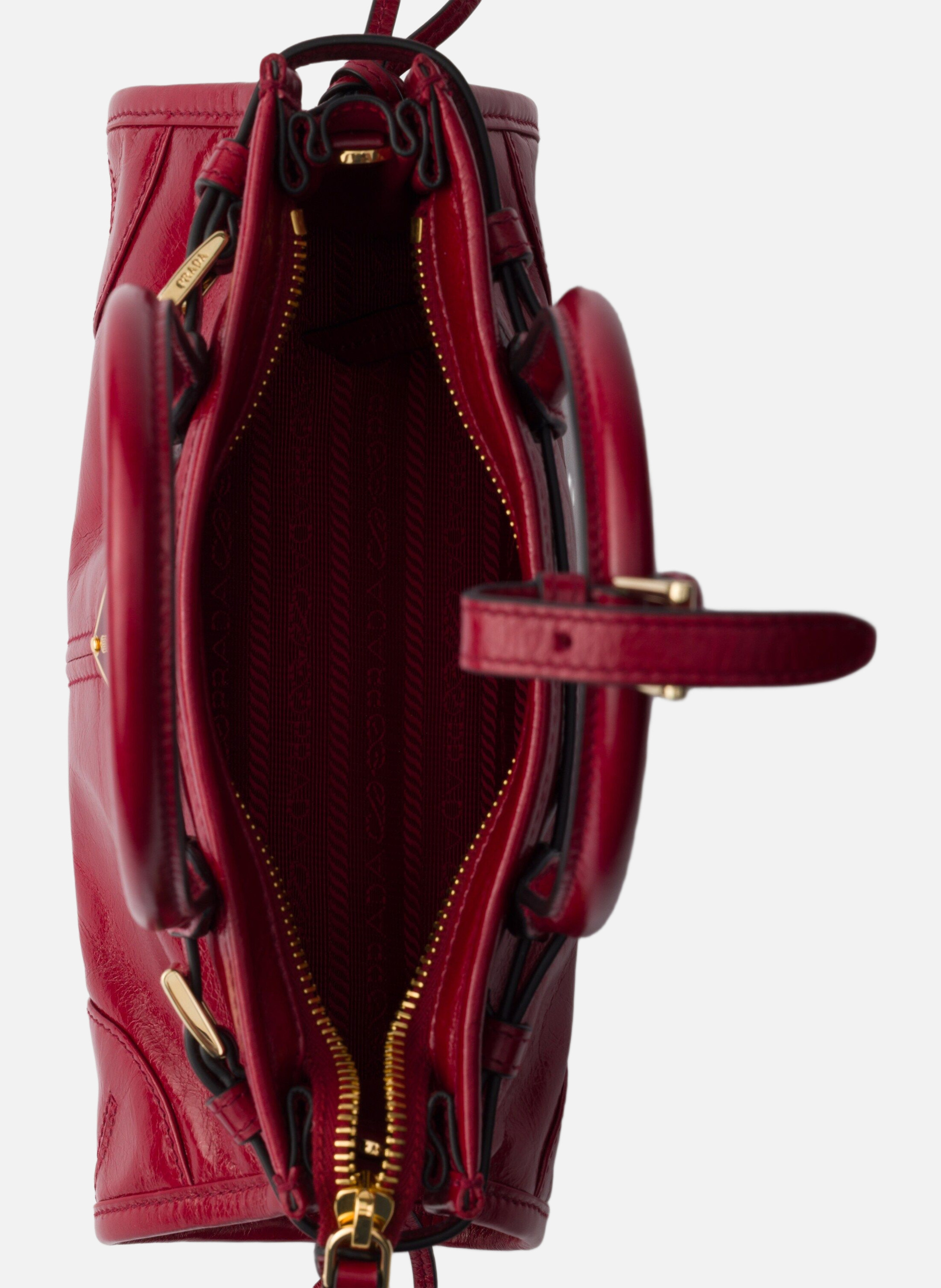 Mini sac à main prada bonnie en cuir PRADA Rouge