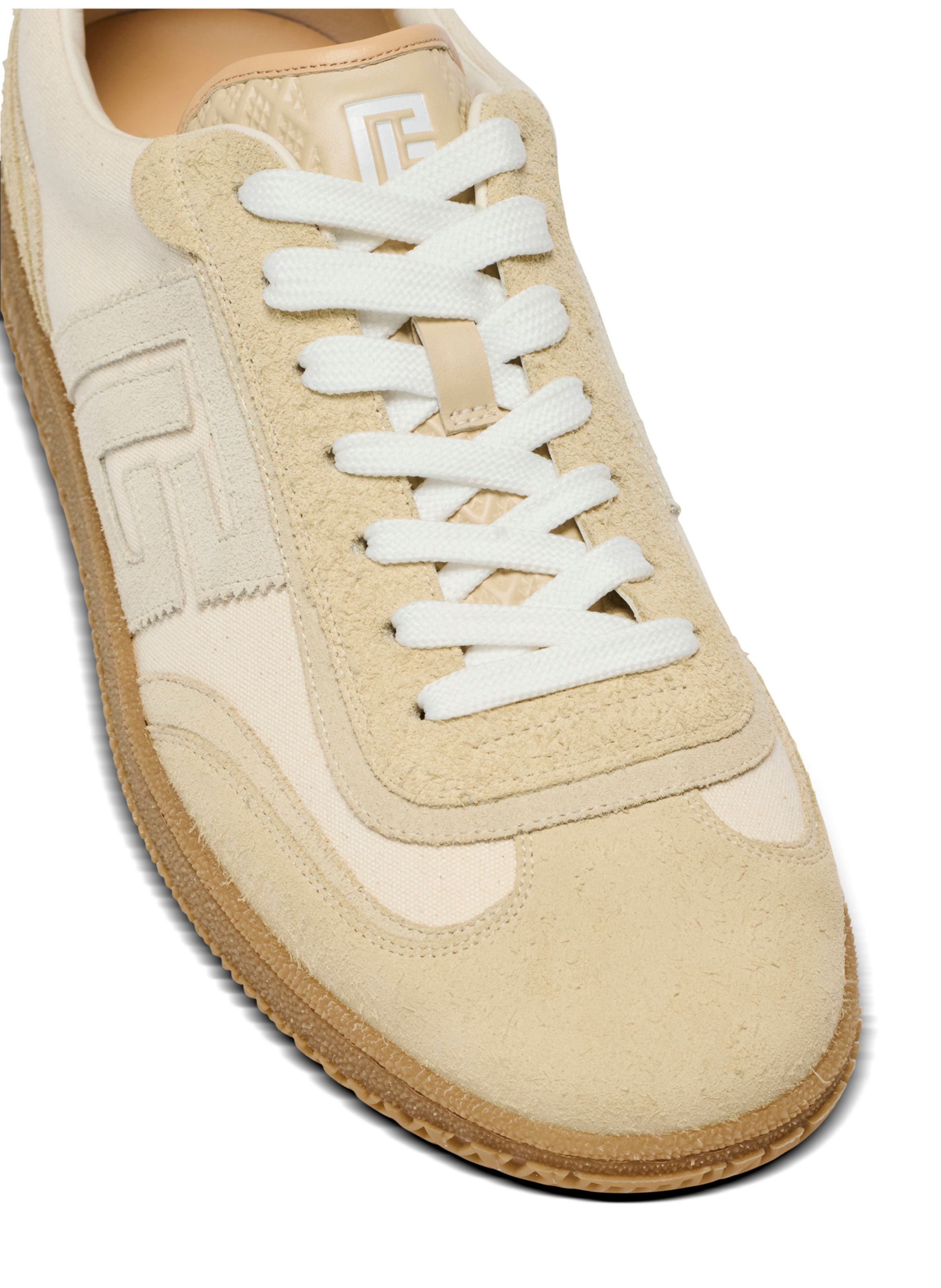 Baskets balmain swan en cuir suédé effet vieilli, cuir suédé et toile BALMAIN Beige