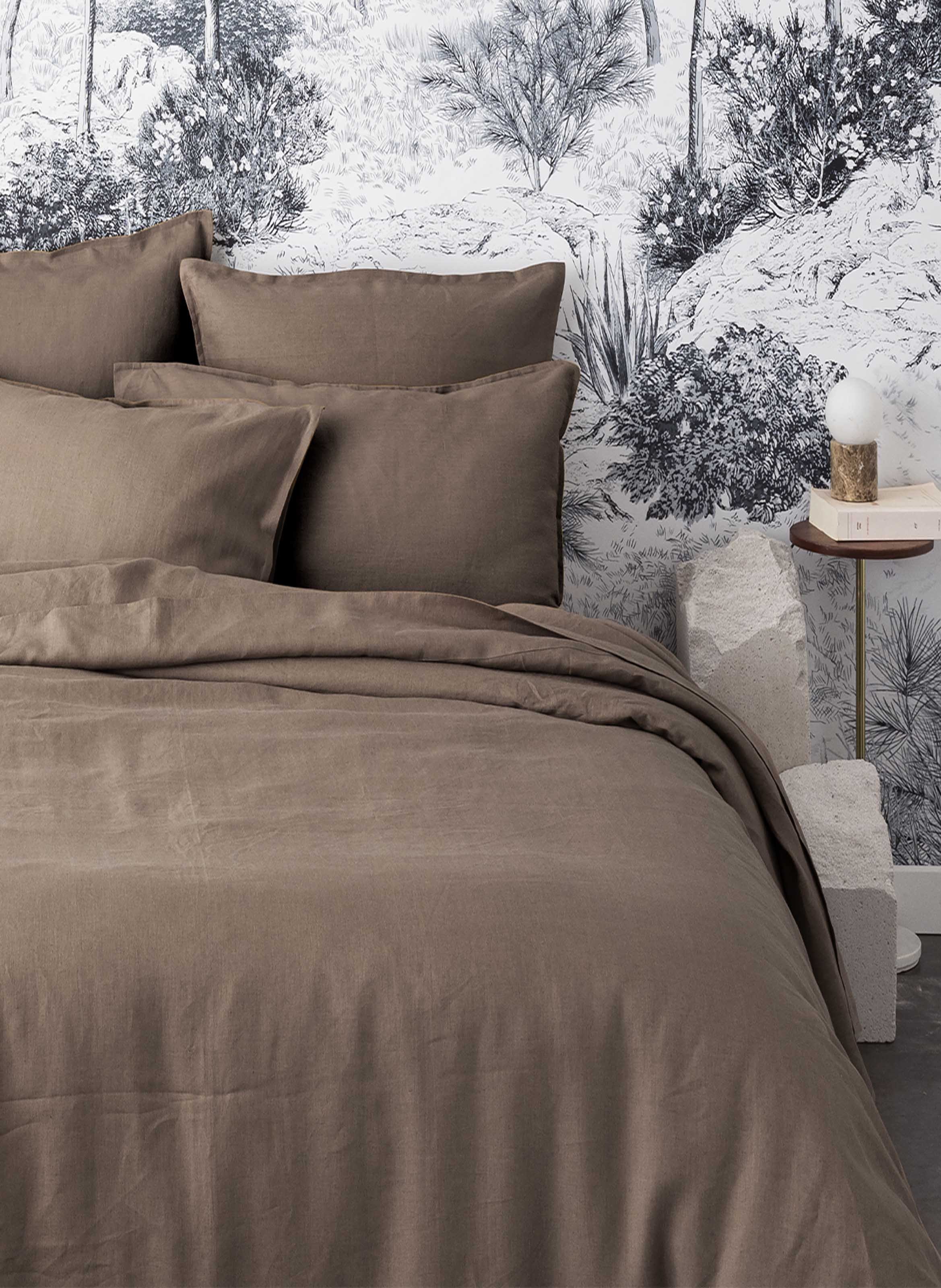 Drap plat uni en lin lavé, nouvelle vague ALEXANDRE TURPAULT Marron