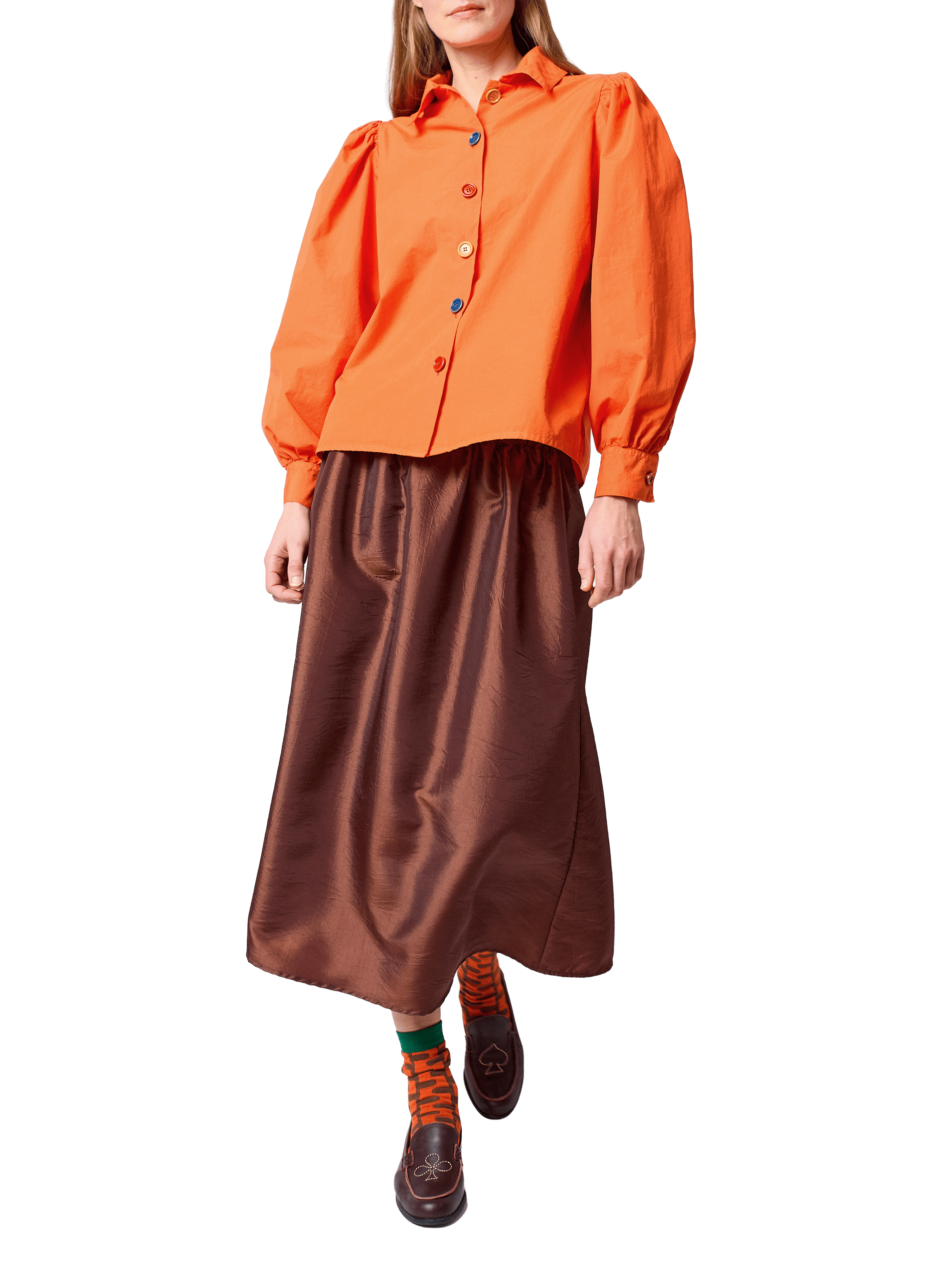 Chemise droite à col américain en coton BOBO CHOSES Orange